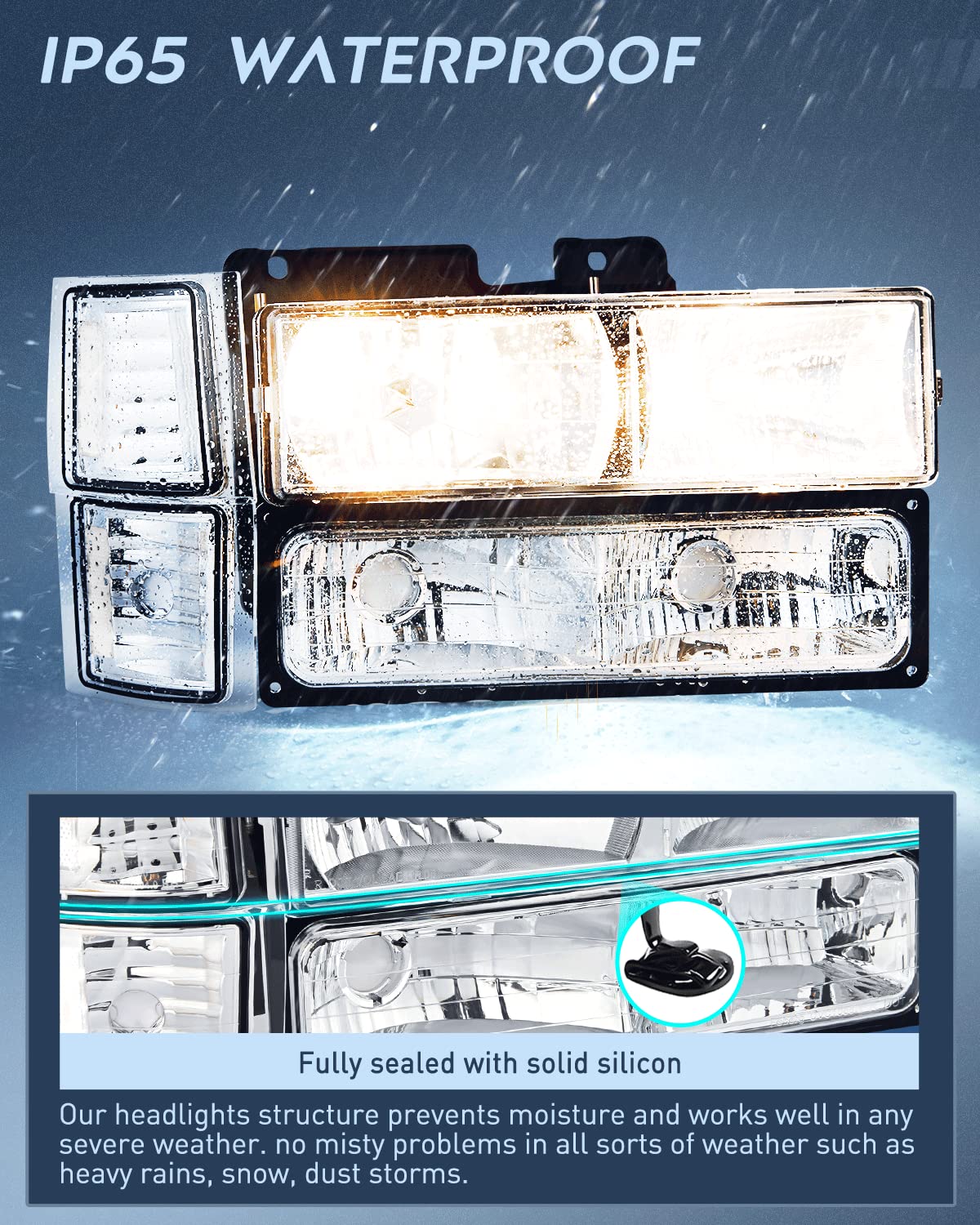 Nilight Headlight Assembly Compatible With 1994 1995 1996 1997 1998 Chevy Silverado Tahoe Suburban C10 C/K 1500 2500 3500 Replac