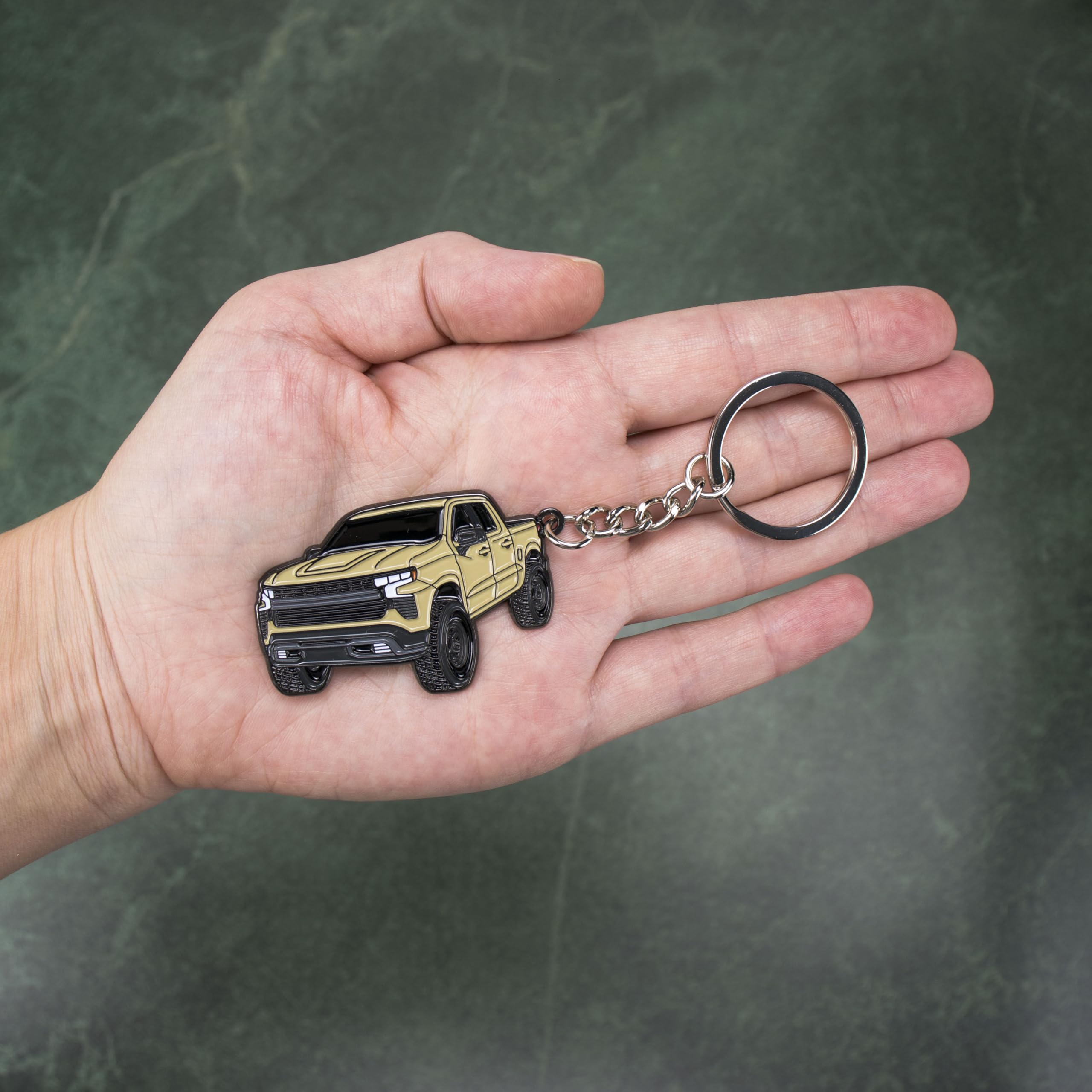 Four Wheel Beast Chevy Keychain Compatible With Chevy Silverado 1500 Accessories - Toy Truck Gifts Men Key Fob (Sand Dune)