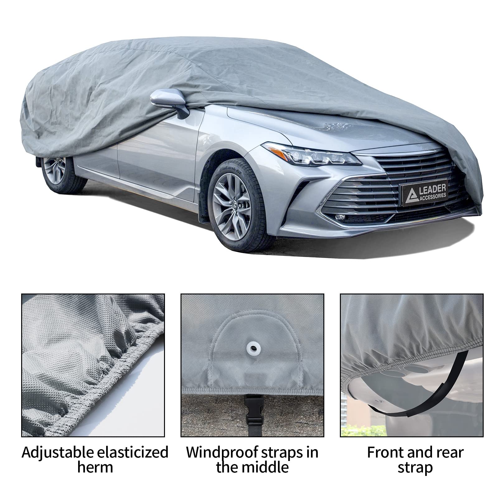 Leader Accessories Car Covers For Automobiles All-Weather Limited Waterproof, Breathable Full-Exterior Covers For Indoor And Outdoor Use, Fits Sedans 196-205