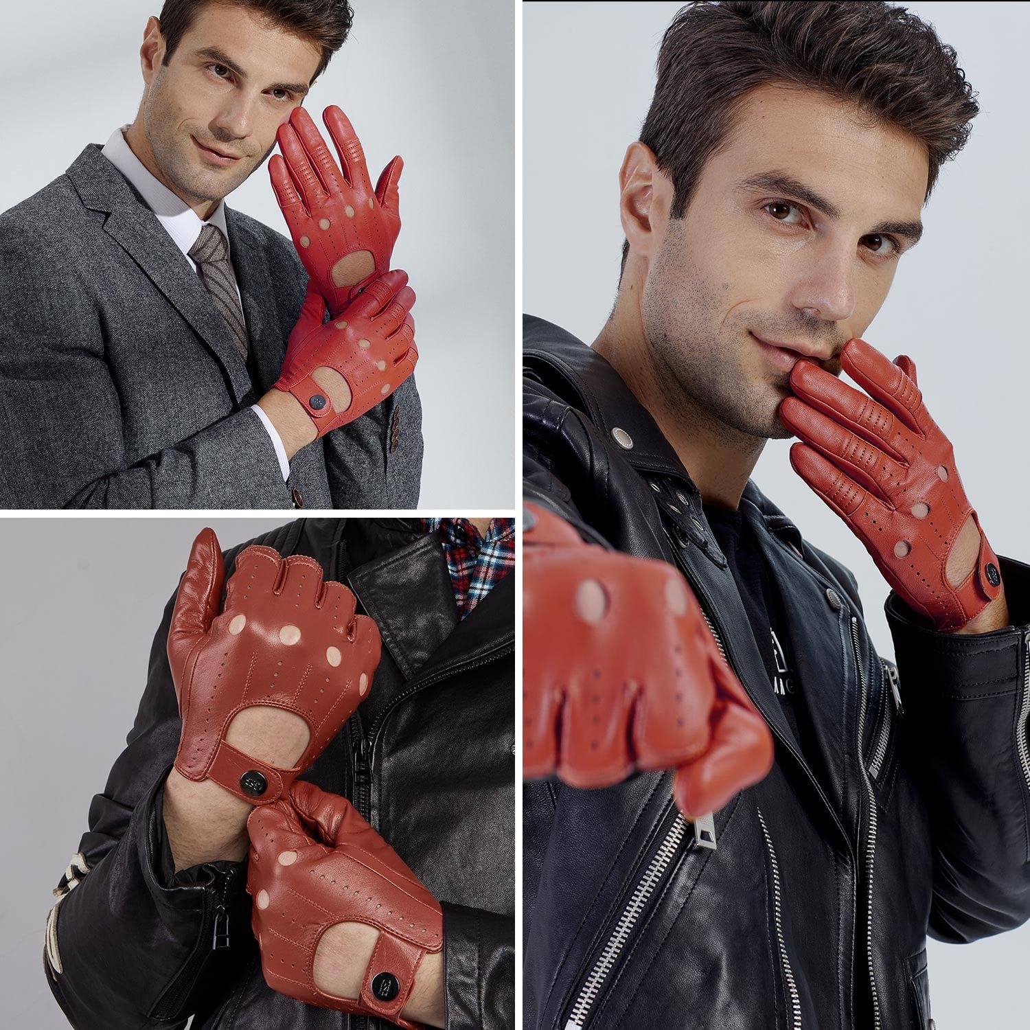 Gsg Men Genuine Leather Gloves Burgundy Red Unlined Biking Touchscreen Driving Gloves Small Palm Hole