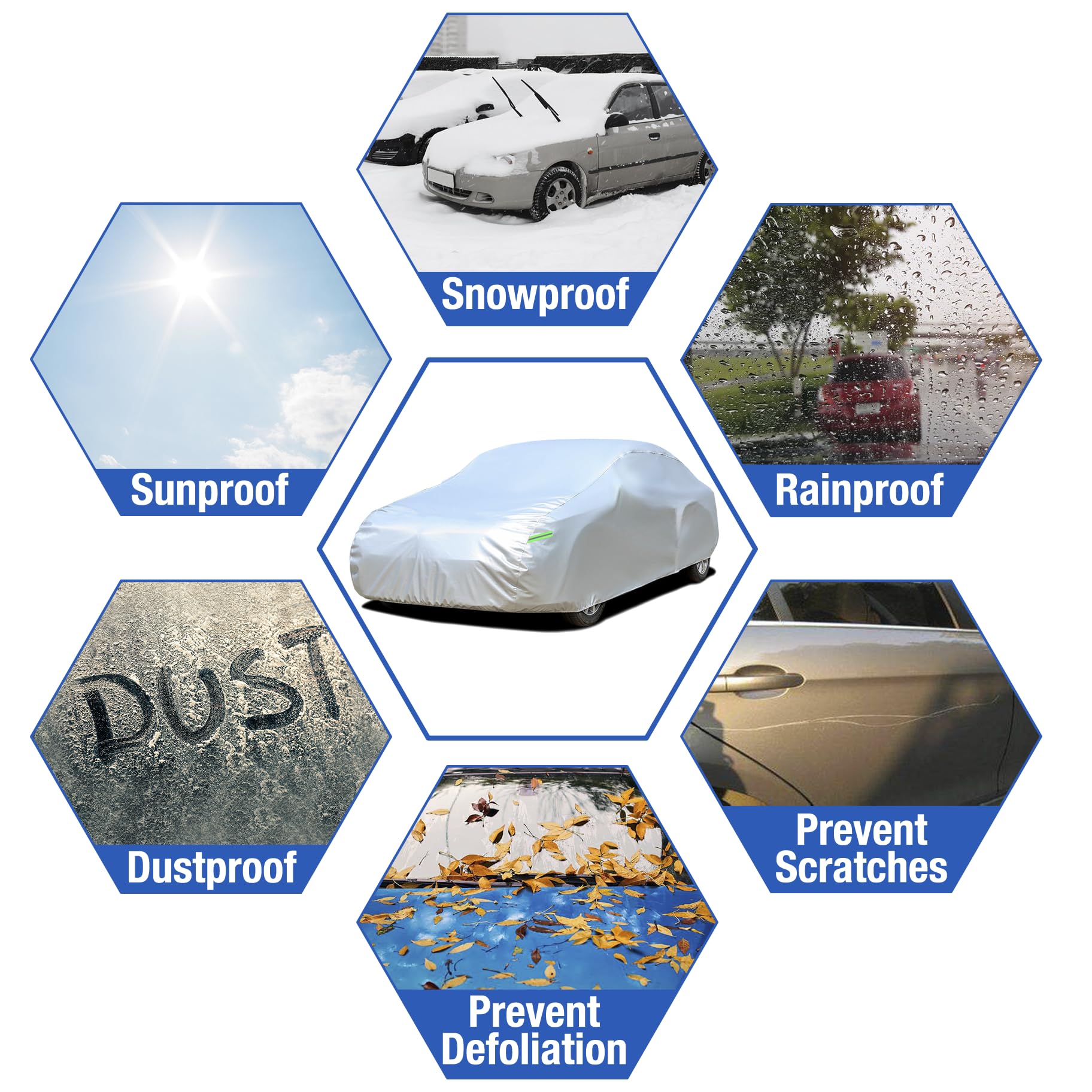 Kaugung 6 Layers Car Cover Custom Fit Chevrolet Corvette C4 C5 C6 C7 C8 1980-2025, Waterproof Car Cover All Weather For Automobi