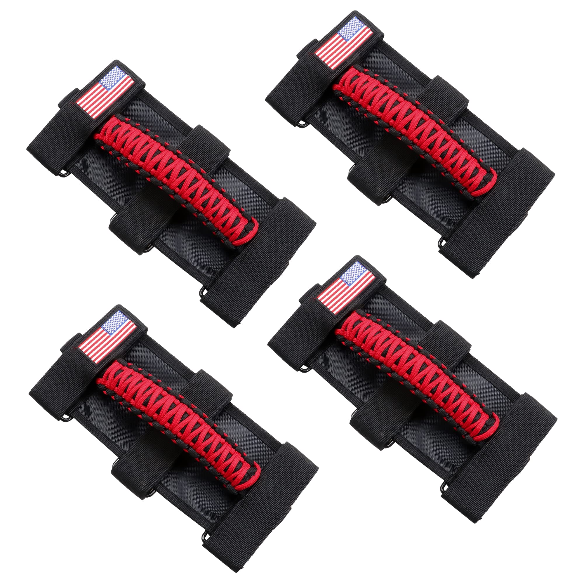 Bestaoo 4 X Roll Bar Grab Handles Grip Handle For Jeep Wrangler Cj Yj Tj Jk Jl & Gladiator Jt 1955-2022, Premium Paracord, Upgra
