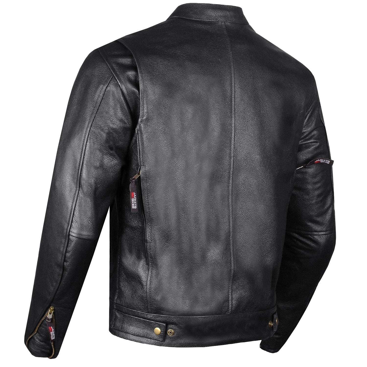 Men'S Commuter Premium Natural Buffalo Leather Motorcycle Jacket Ce Armor Conceal Carry Gun Pockets Cruiser Biker Black L