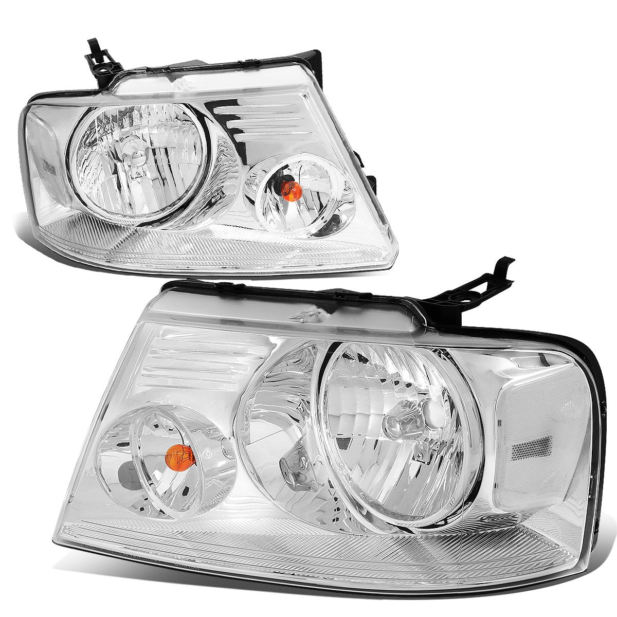 Dna Motoring Headlight Assembly Compatible With 2004-2008 F150 / 2006-2008 Mark Lt, Chrome Clear, Hl-Oh-F1504-Ch-Cl1