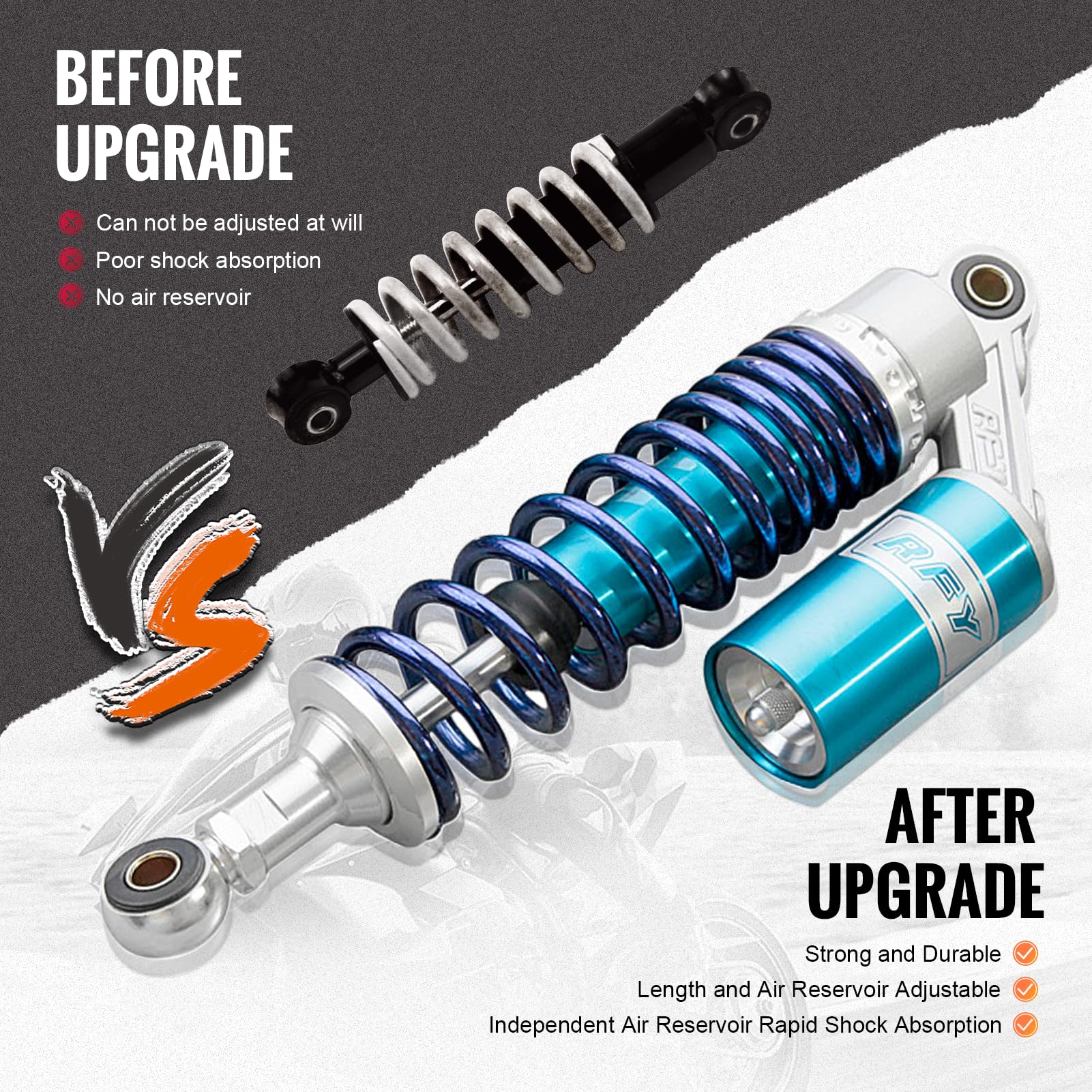 Gzyf Pair 320Mm Motorcycle Rear Air Shock Absorbers Universal For Honda For Suzuki For Kawasaki For Yamaha Atv Go Kart Quad Dirt