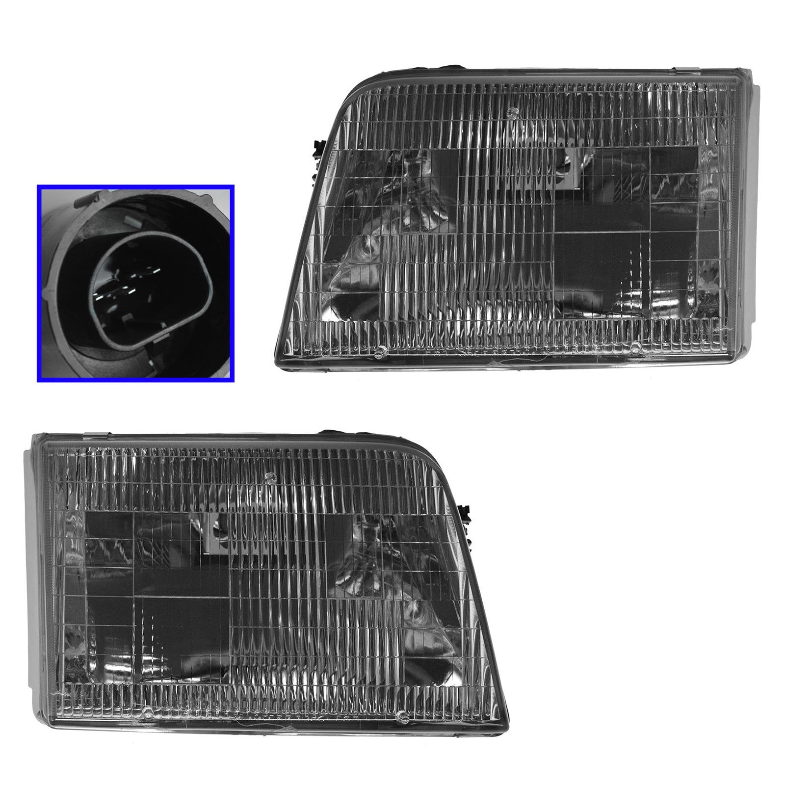 Trq Driver & Passenger Side Headlight Assembly Set Headlights Driver & Passenger Side Compatible With 1993-1997 Ford Ranger Fo25