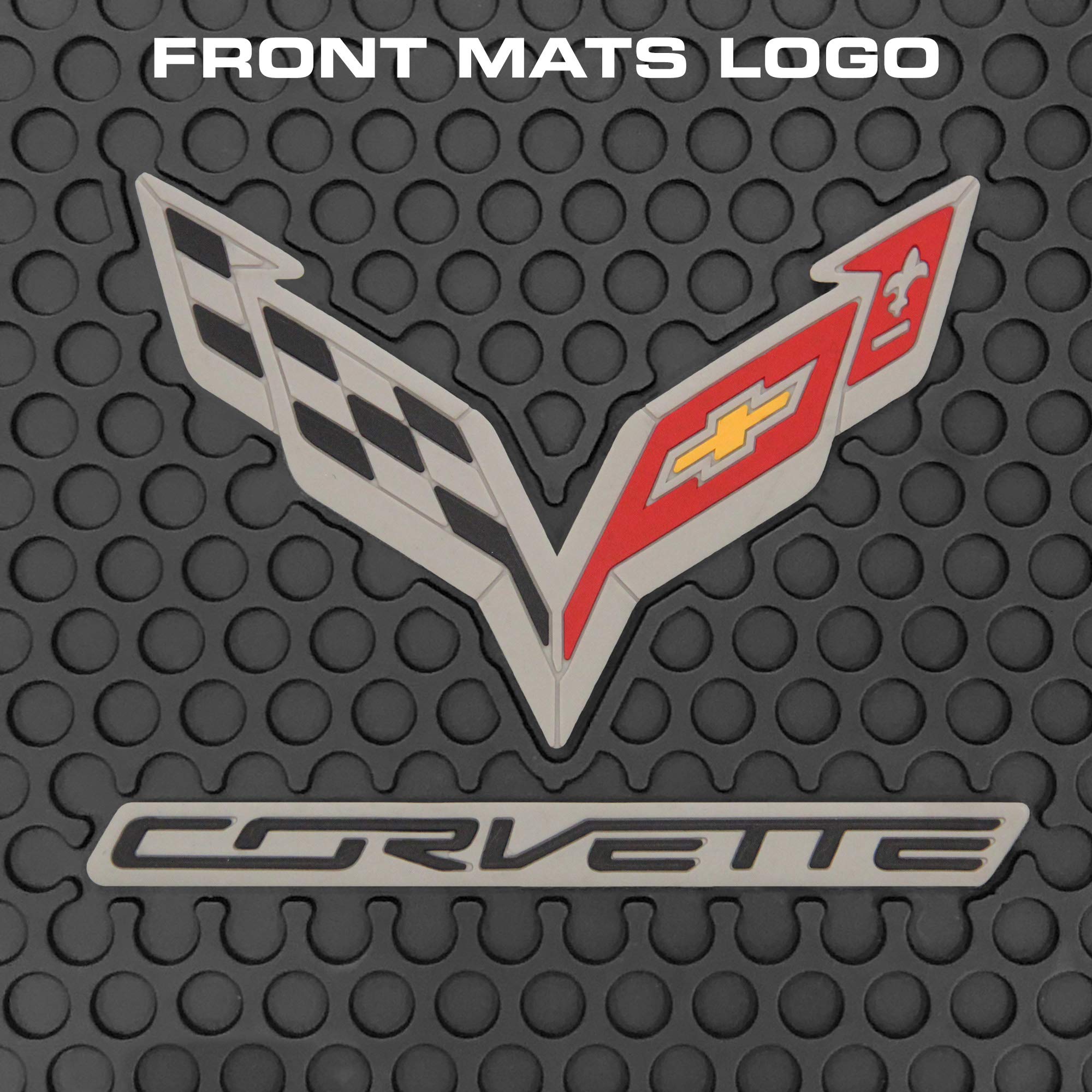 Lloyd Mats Custom-Fit All-Weather Rubber Floor Mats For Corvette C7 2014-2019 2Pc Front, 1Pc Coupe Cargo.