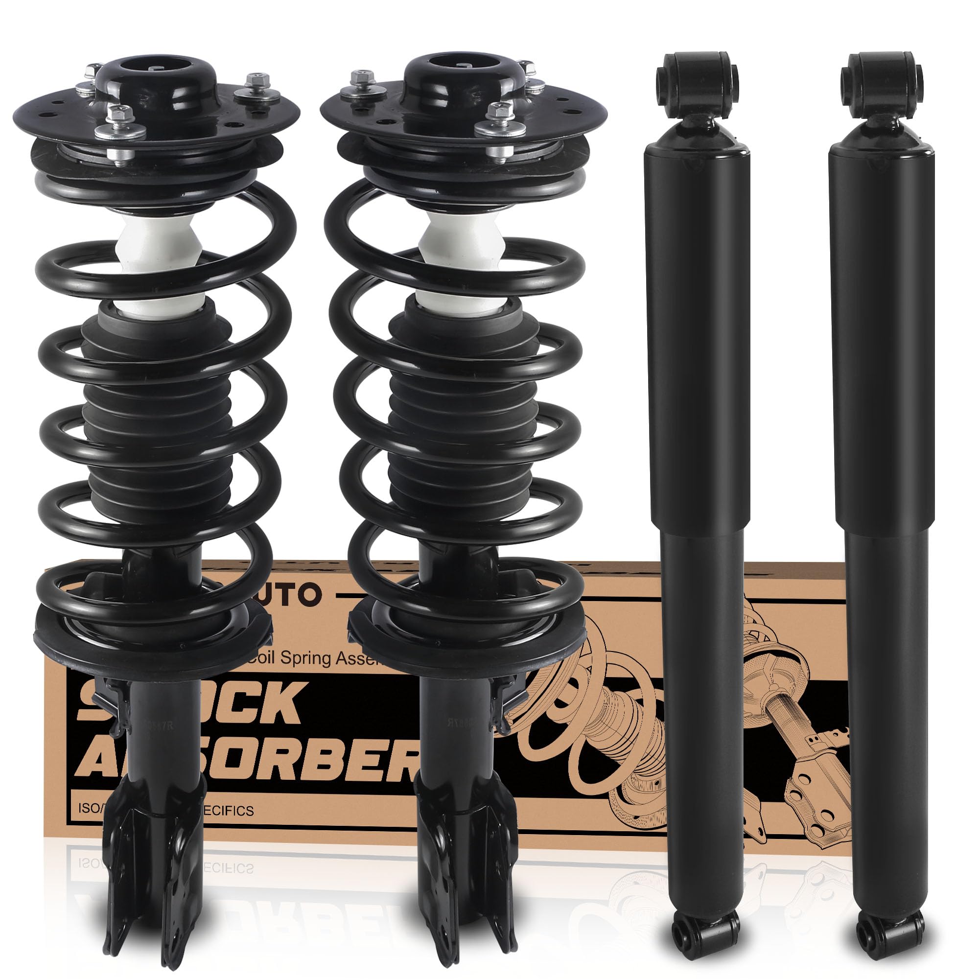 KUIPERAUTO Front + Rear Strut Shocks Assembly Compatible with 2010 2011 2012 2013 2014 2015 2016 2017 Chevy Equinox GMC Terrain 