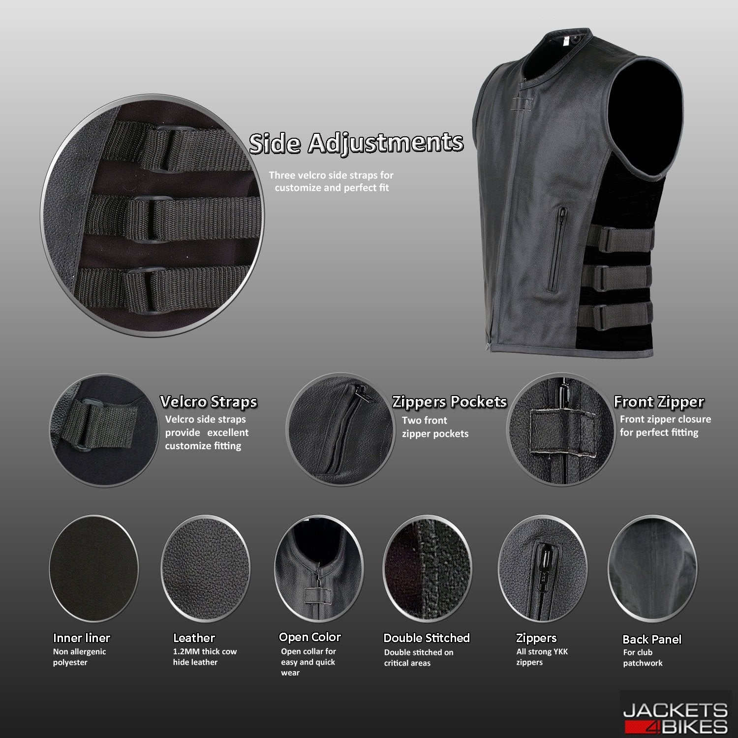 New Men'S Motorcycle Real Cowhide Leather Vest Adjustable Stylish W/Ce Armor, Dual Concealed Carry Gun Pockets Large Back Panel Biker Cruiser Touring Club Riding Vests For Men Black L