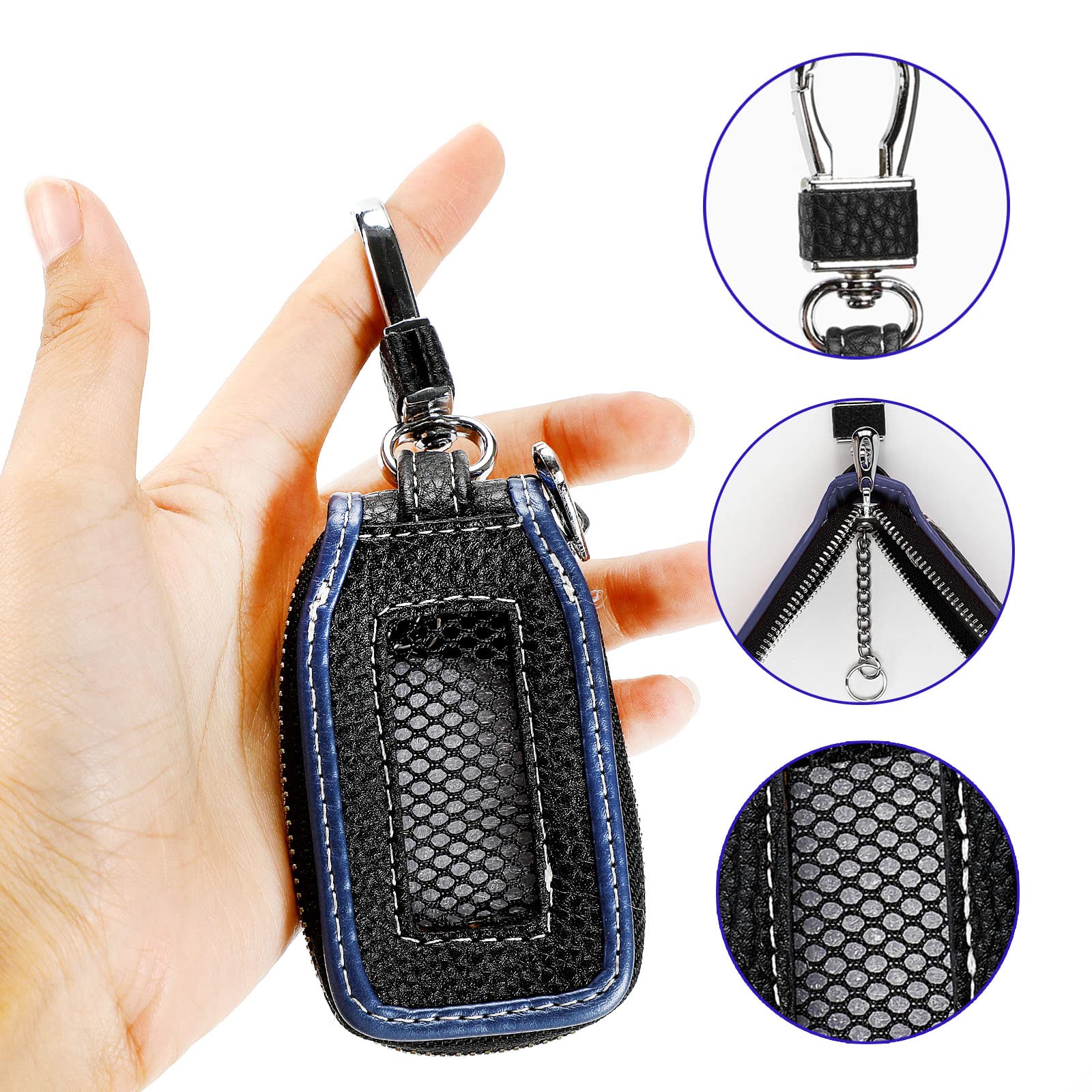 Syihah 2 Pieces Leather Car Key Chain Case Holder Car Key Case Key Fob Protector Car Key Fob Cover Case (Violet)