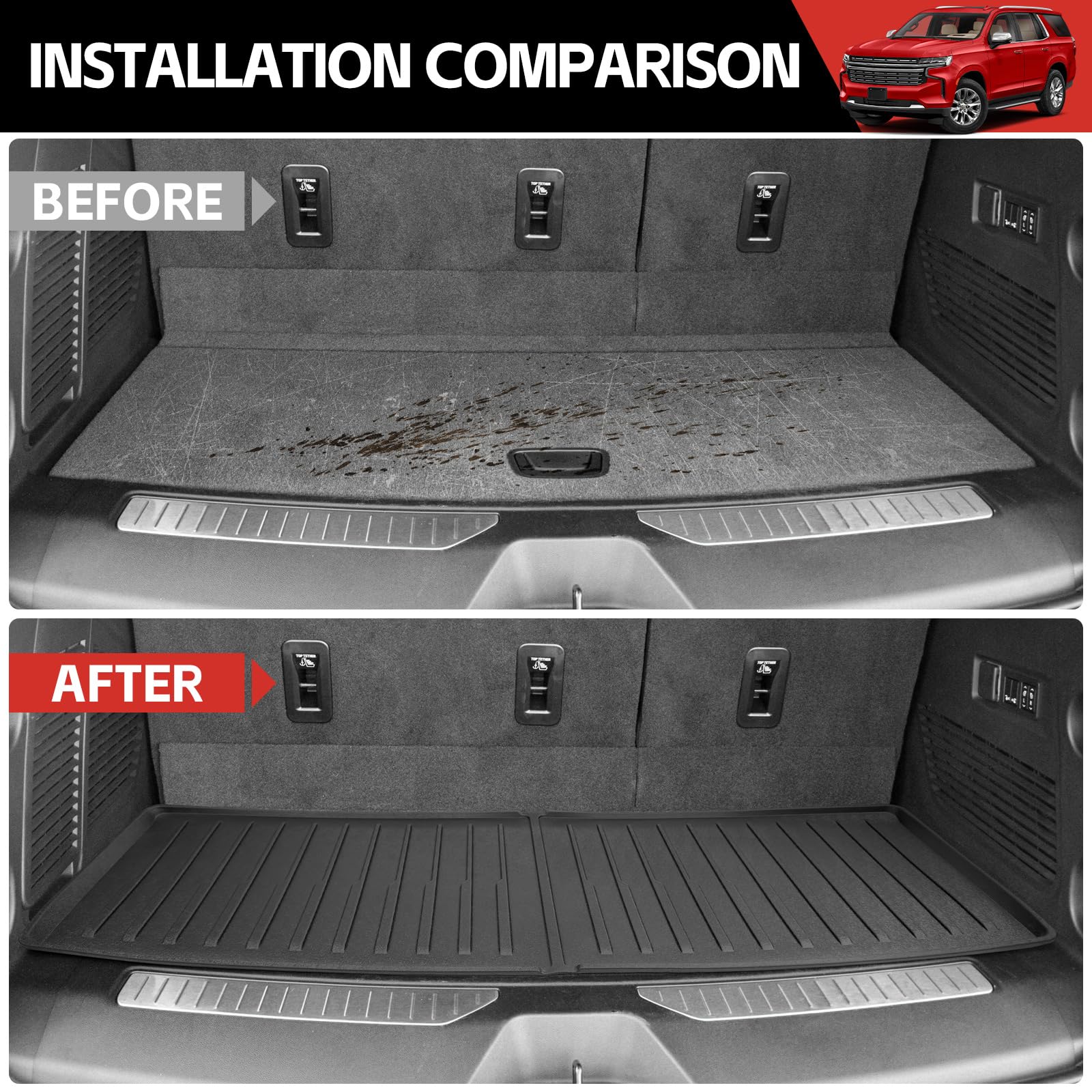 Utiiy Cargo Mat Fit for 2022-2024 Chevy Tahoe/GMC Yukon Accessories, Cargo Liner TPE Trunk Mat All Weather Trunk Liner for GMC Y