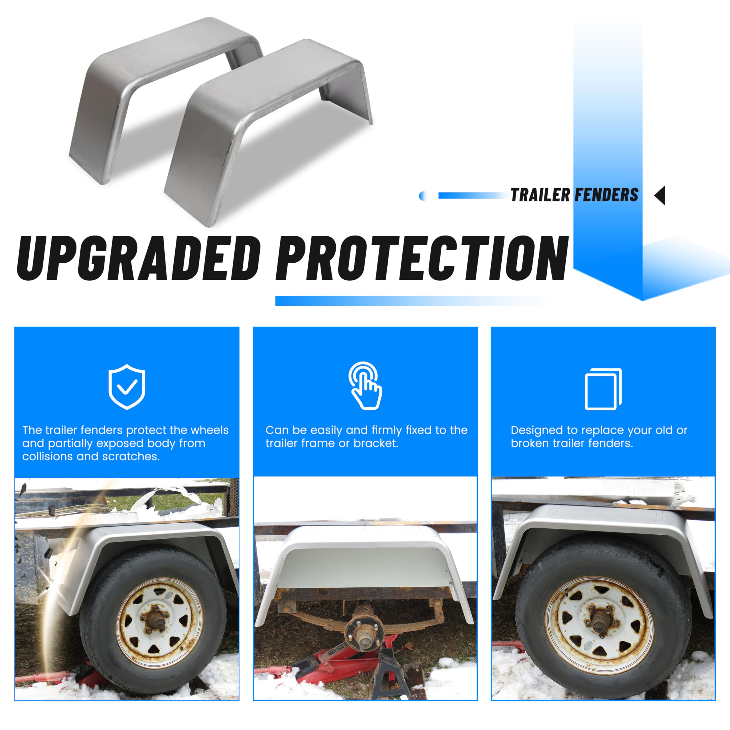 Ecotric Square Trailer Fenders For 14''-16'' Wheels 1 Pair