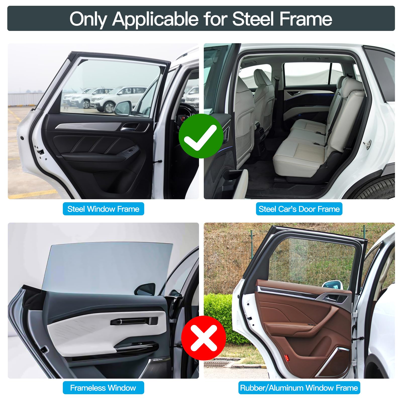 ZATOOTO Car Window Sun Shade - 4 Pack Magnetic UV Blocker, Silver, Model C02PC4, Ideal for Breastfeeding, Napping, and Camping