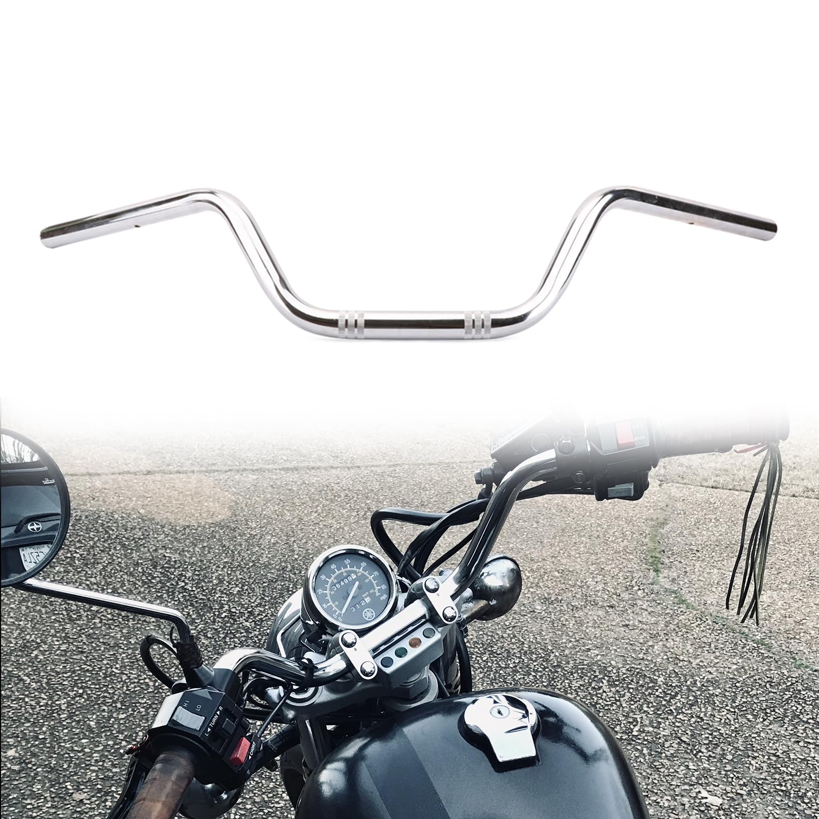 Anxin Motorcycle 7/8 Drag Handlebars High-Rise Tracker Handle Bars Universal For Sportster Xl 883 1200 Cruiser Bobber Custom Chopper Softail Dyna Tour Glide Road Cg125 Chrome