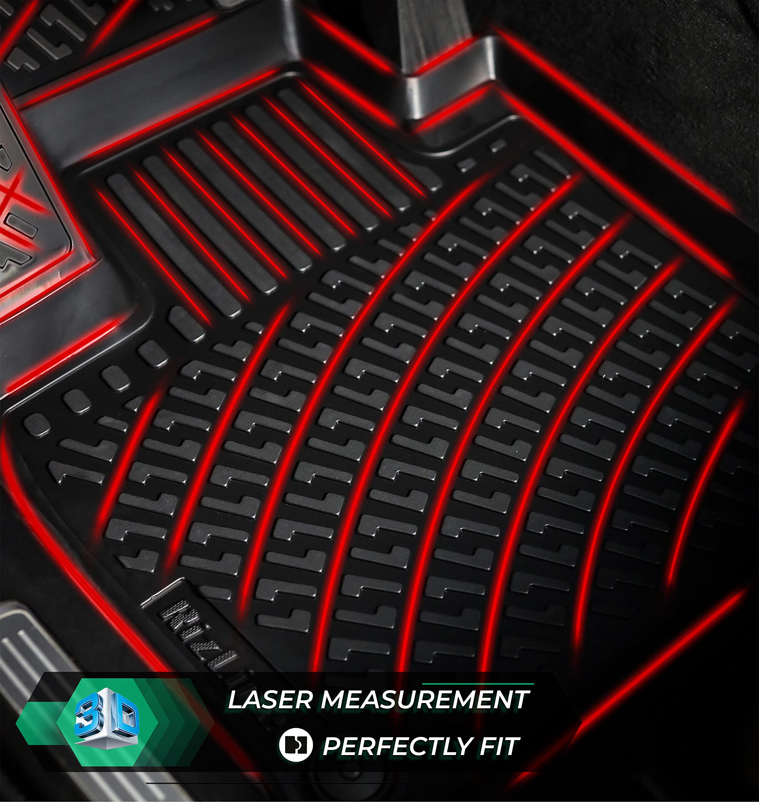 Rizliner Hyundai Santa Fe 2021-2023 (No Hybrid Models) Floor Mats 3D Custom Fit Compatible With Santa Fe Rubber Car Mats Laser M