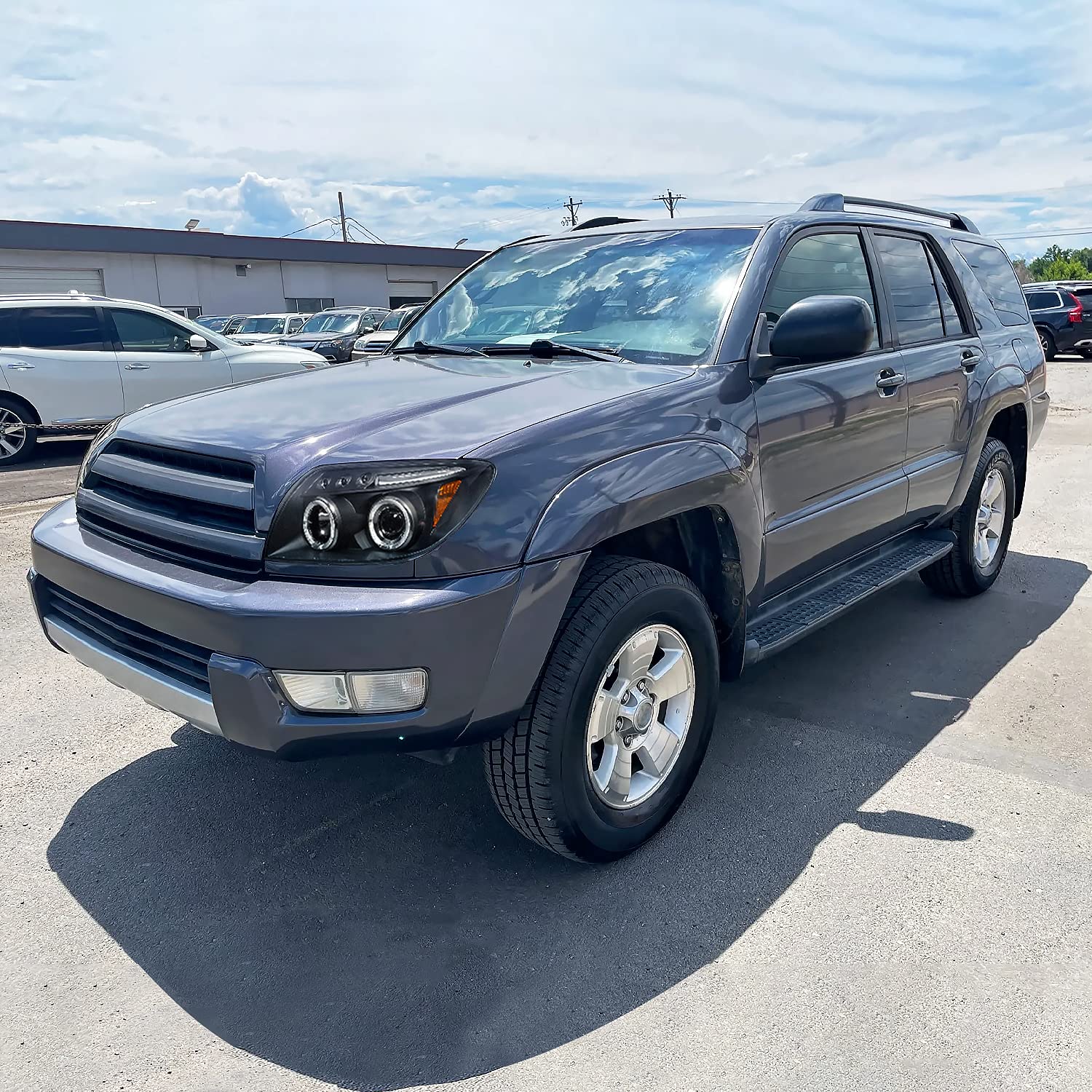 Spec-D Tuning Halo Led Black Projector Headlights Compatible With 2003-2005 Toyota 4Runner Left + Right Pair Headlamps Assembly