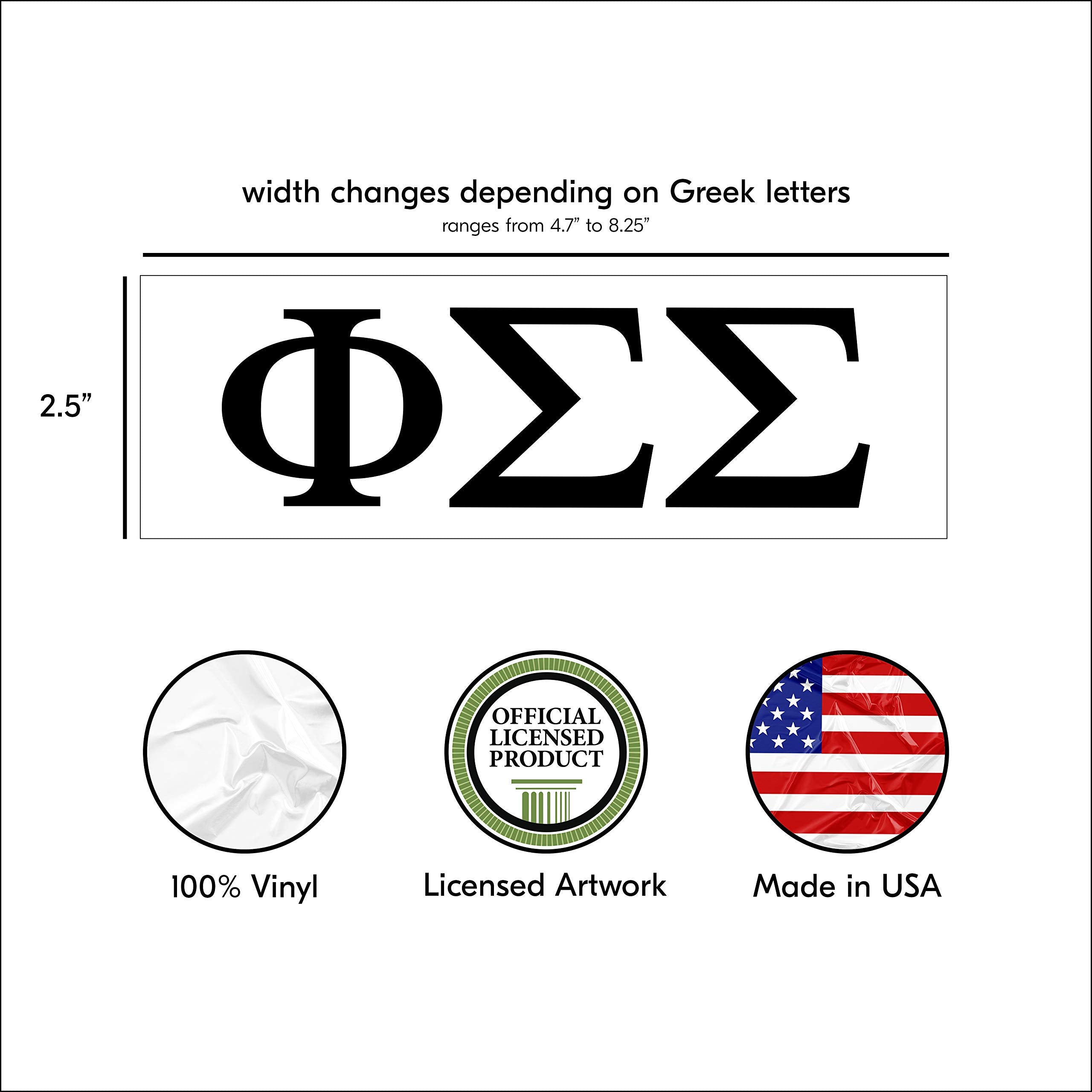 Pro-Graphx Phi Sigma Sigma Greek Sorority Sticker Decal, 2.5 Inches Tall, Black