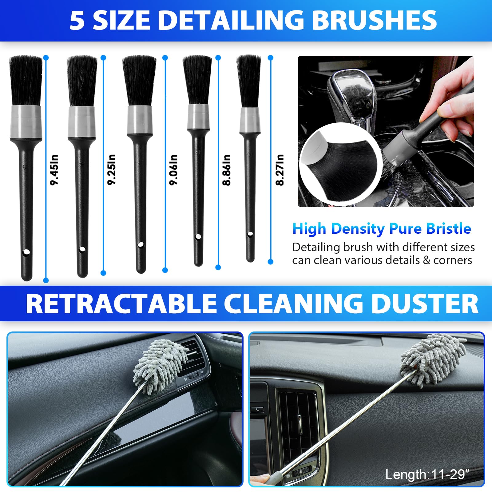 Thinkwork Car Cleaning Kit, Car Detailing Kit Interior Cleaner With High Power Handheld Vacuum, 10Pcs Detailing Brush And Storag