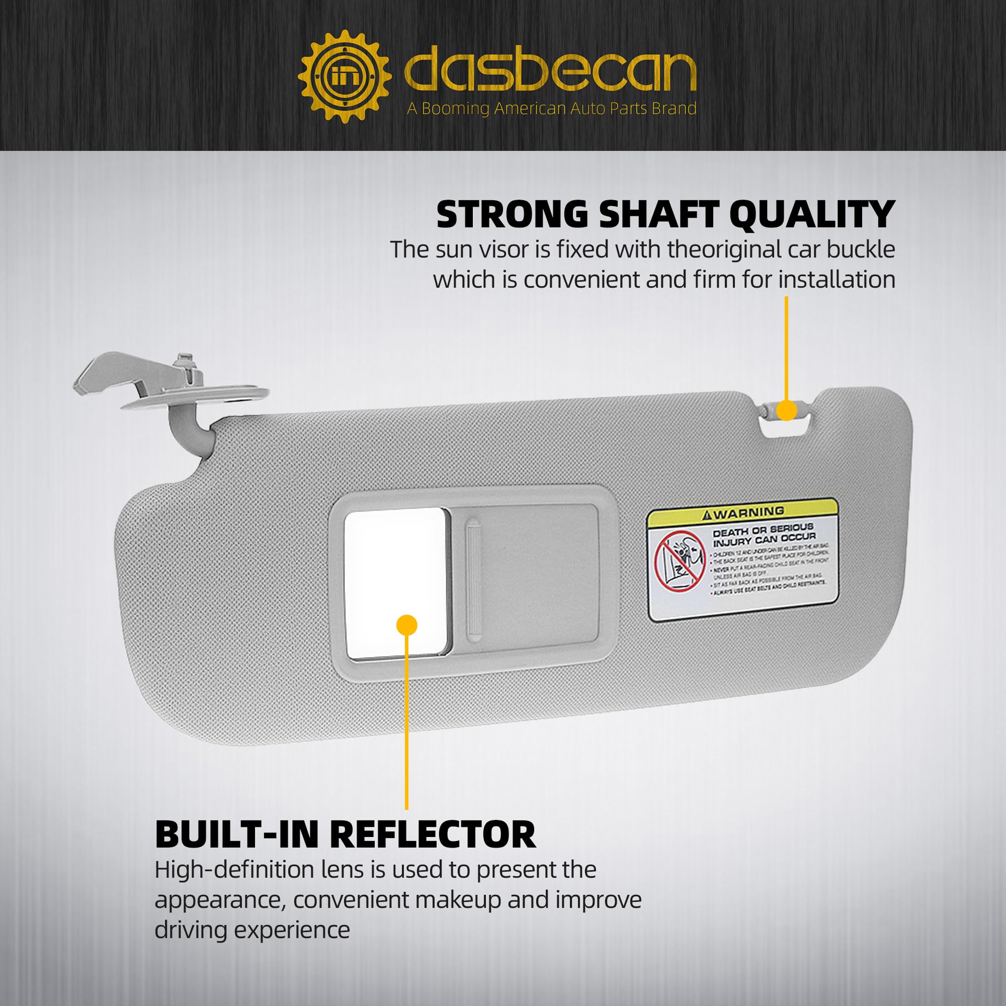 Dasbecan Gray Pair Sun Visor Compatible With Hyundai Elantra 2011 2012 2013 2014 2015 Replaces# 852103X000Tx