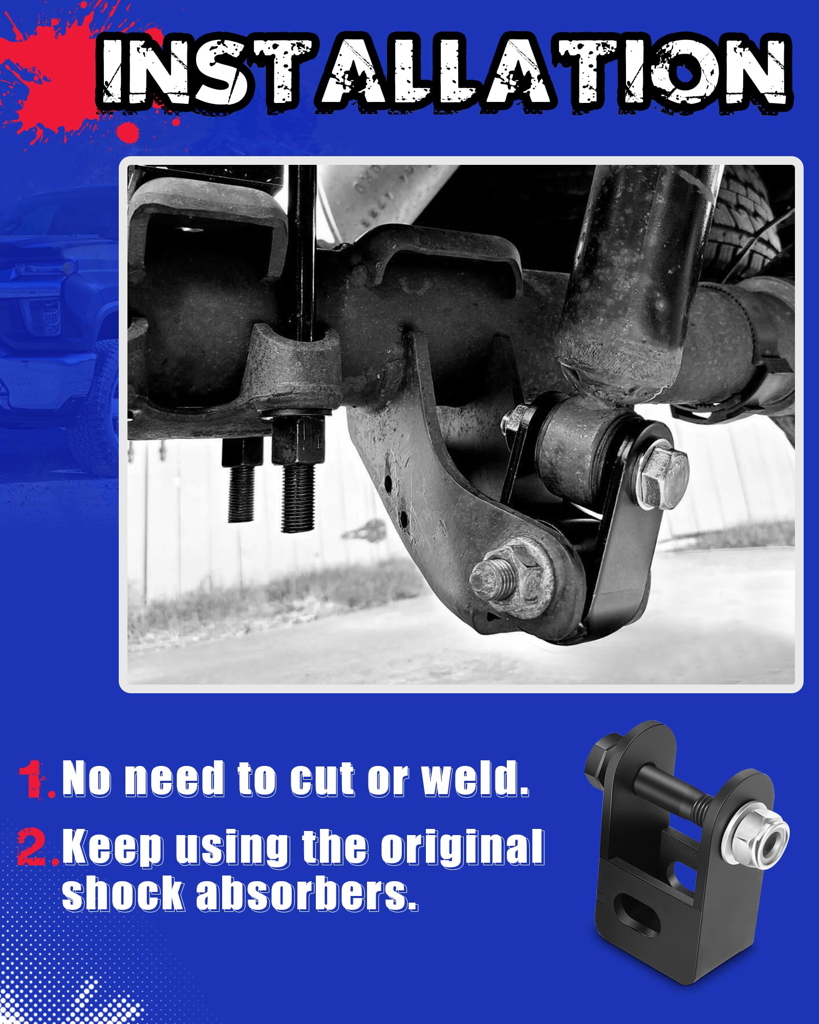 Ksp Front Shock Extenders For 8 Lug Heavy Duty Trucks, 1''-3'' Shock Extension Kit For 2011-2023 Chevy Silverado 2500Hd 3500Hd 2