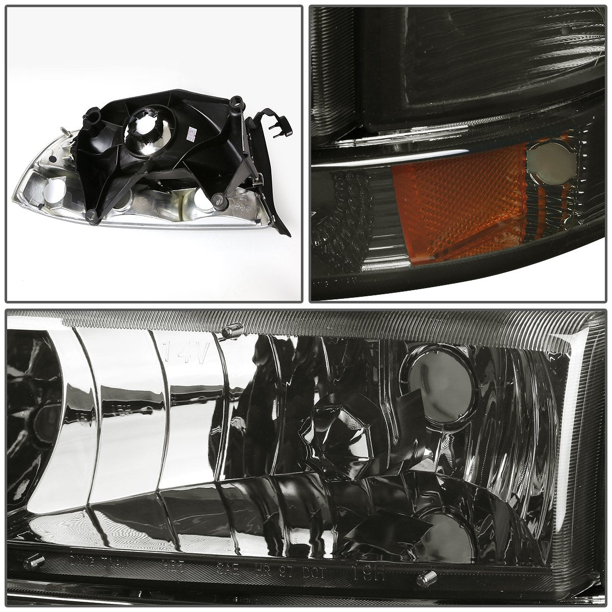 Dna Motoring Hl-Oh-Dd974P-Sm-Am Smoke Lens Amber Headlights Compatible With 98-04 Durango / 97-04 Dakota,Driver & Passenger Side