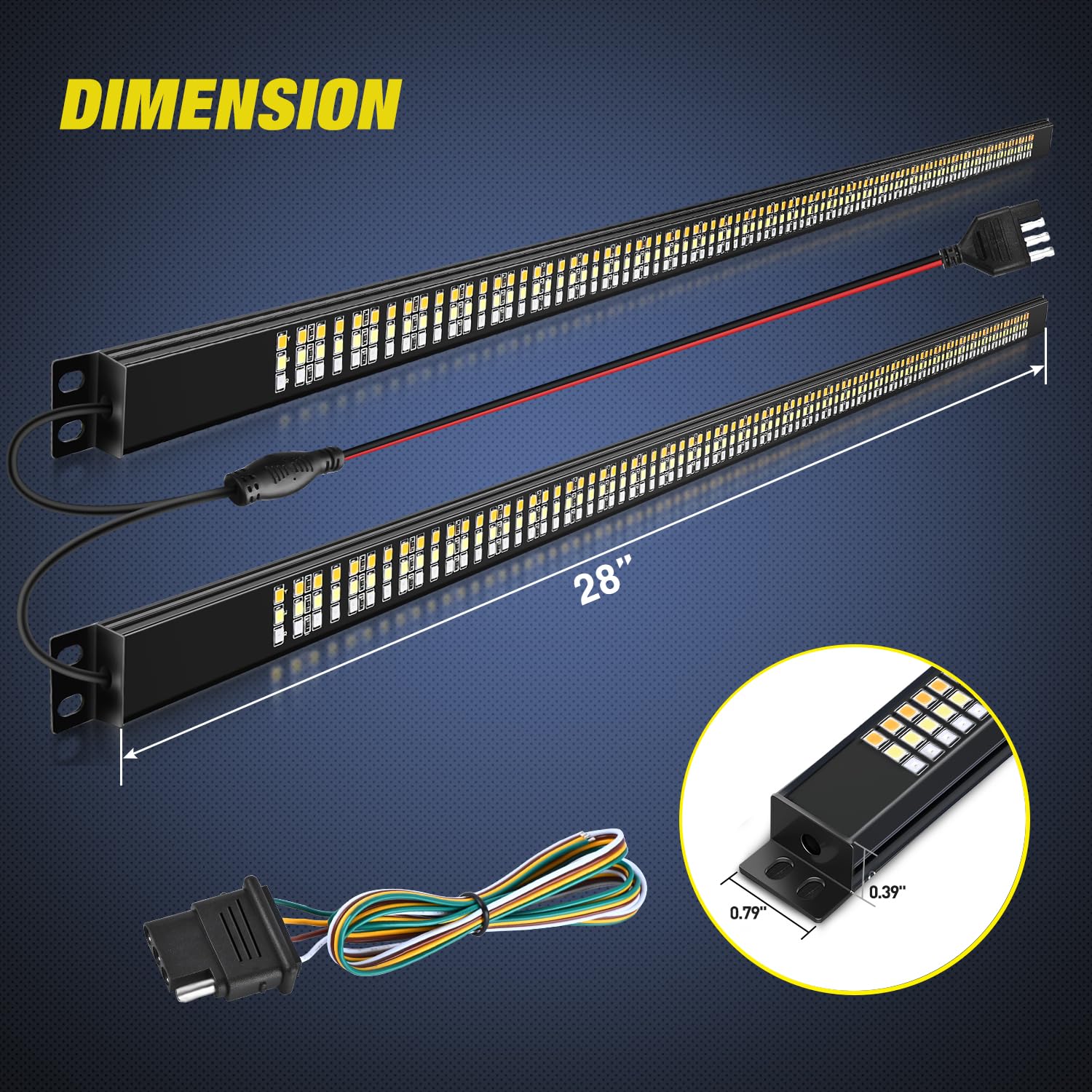 Nilight Truck Tailgate Light Bar 56'' Aluminum Frame Triple Row 576 Led Strip With Red Running Brake Amber Sequential Turn Signa