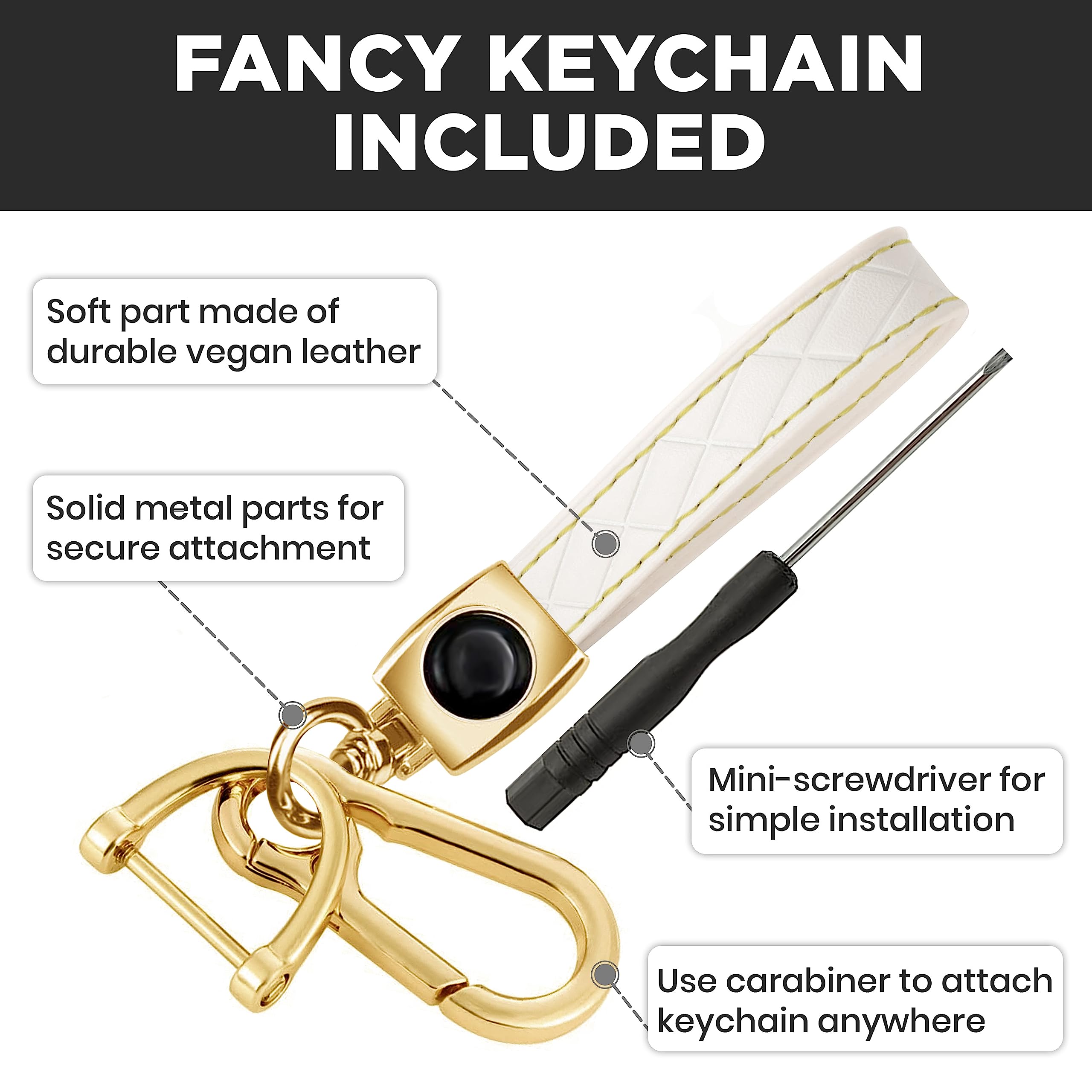 For Honda Civic Key Fob Cover And Leather Keychain - Full Cover Key Case For Honda Accord, Cr-V Se, Crv Lx, Hr-V - 2014-2022 Tpu Keyfob Cover Compatible With Mlbhlik6-1T - White And Gold