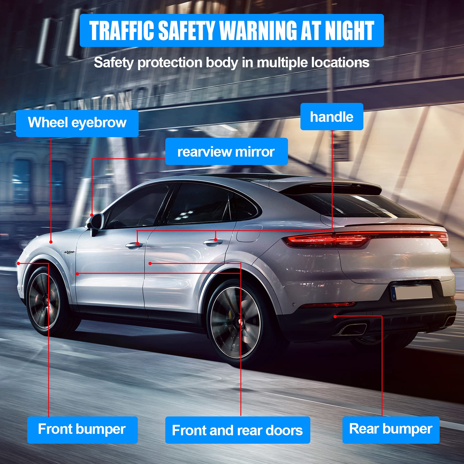 Nwpangu Car Reflective Stickers Auto Door Handle Scratch Protective Covers High Visibility Reflective Tap Warning Sticker Safety