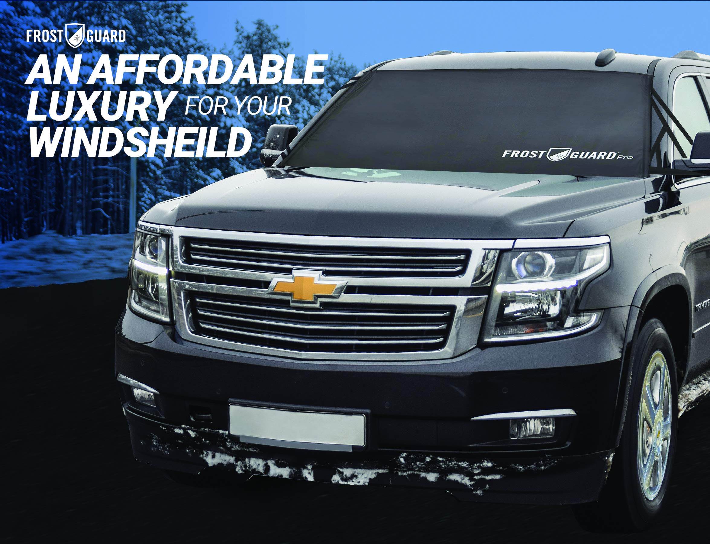 Frostguard Pro | Premium Winter Windshield Cover For Ice And Snow With Wiper Blade Cover | Xl Size Car Windshield Cover, Black | Fits Most Cars, Sedans, Small Trucks And Suvs – 70 X 41 Inches