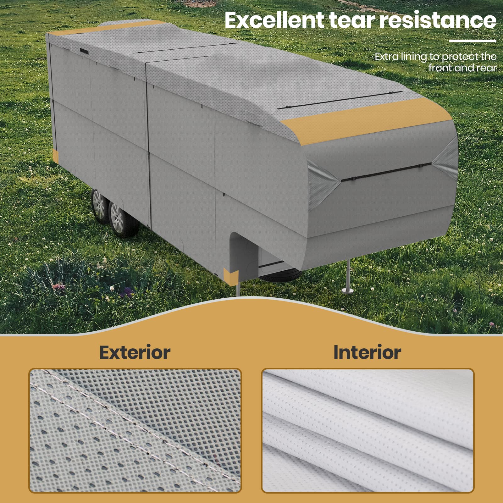 Leader Accessories Easy Setup 5Th Wheel Rv Covers Fits 26'-29' Motorhome Thick 5 Layers Anti-Uv Top, Windproof Camper Cover With 2 Assist Poles