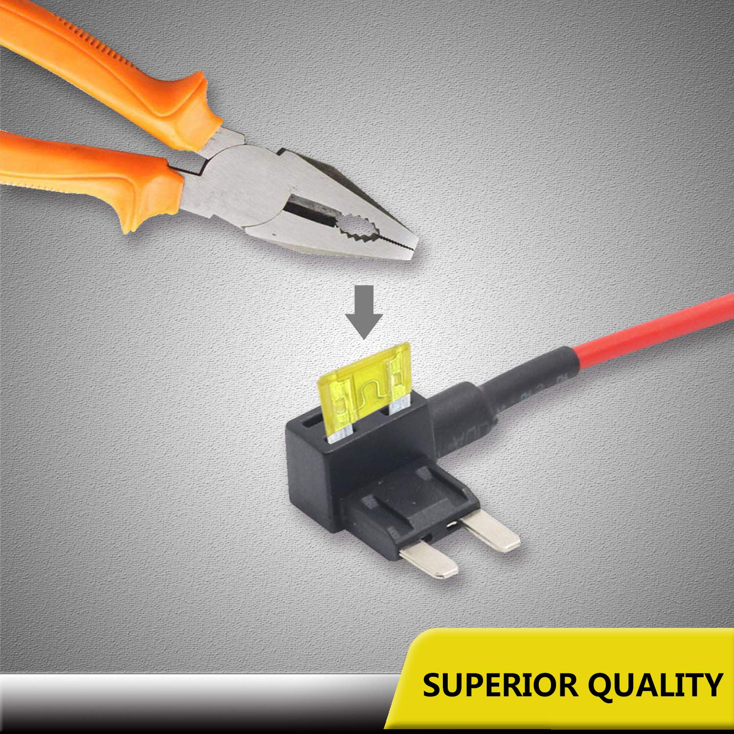 Recoil Ft2-10 10 Pack 12V Car Add-A-Circuit Fuse Tap Adapter Mini Ats Blade Fuse Holder With 10Pcs 10A, 20A Fuses