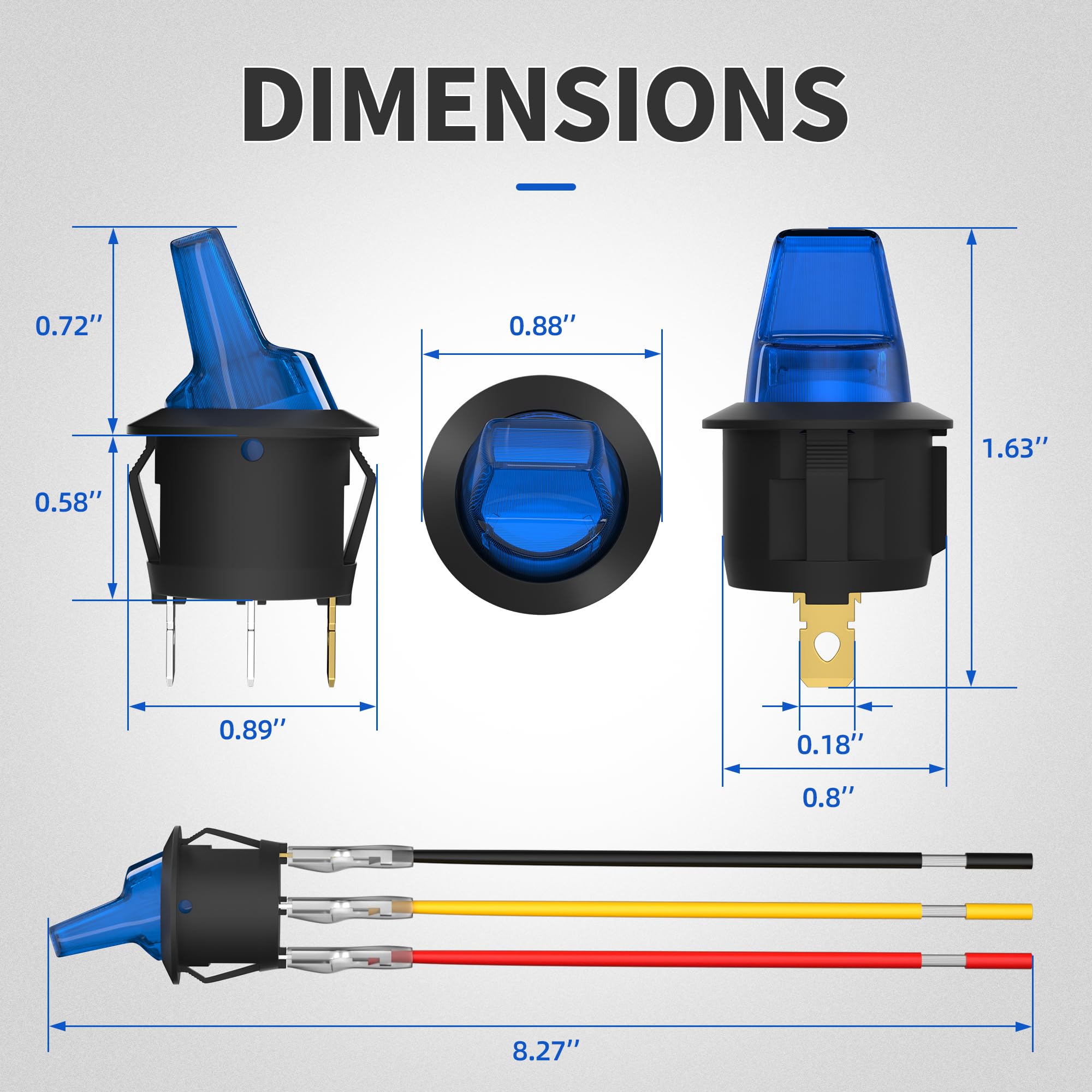 Daiertek Lighted Rocker Toggle Switch Ul Listed 12V 20A On/Off 3 Pin Round Led Illuminated Mini Toggle Switch Spst Switch For Au