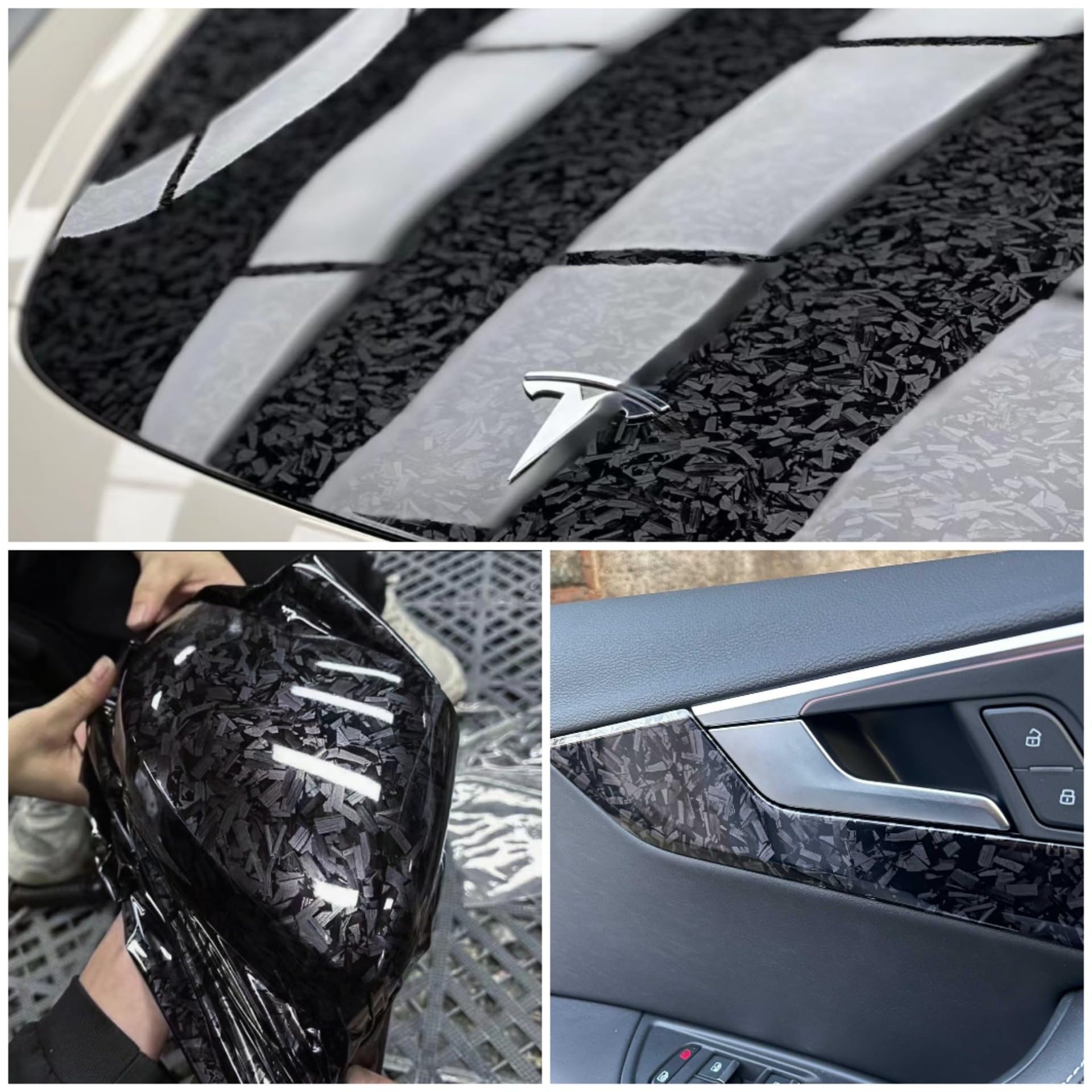 Lzlrun Forged Gloss Carbon Fiber Black Vinyl Wrap Roll Air Release Sticker Sheet Film Diy Decal Car Auto Vehicle Morotcycle Self Adhesive - 1.65Ft X 3.5Ft