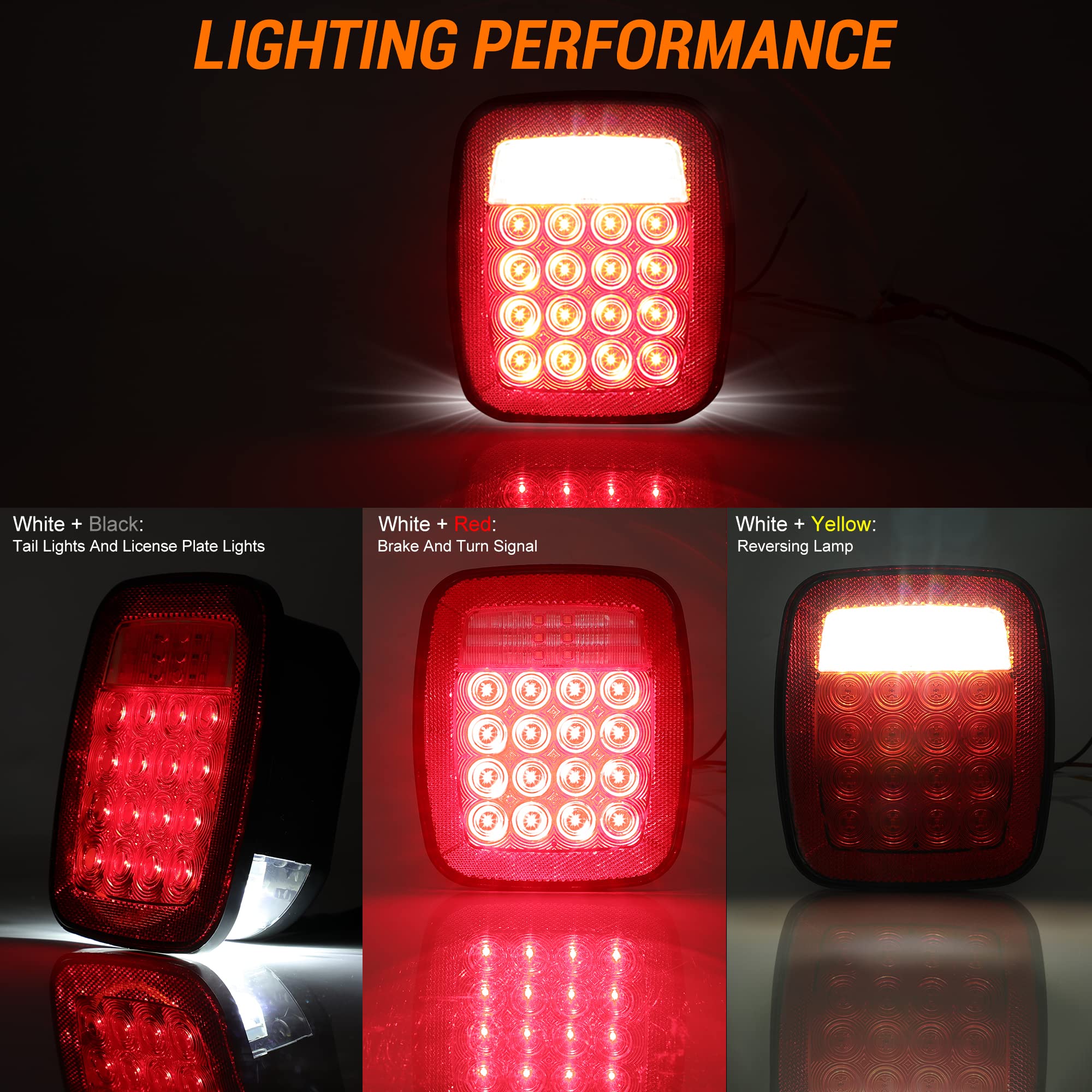 Cmvt Auto Tail Lights 38Led Universal For Jeep Wrangler Yj Tj Cj Truck Trailer Boat Rv Flatbed, Brake Stop Turn License Plate Ba