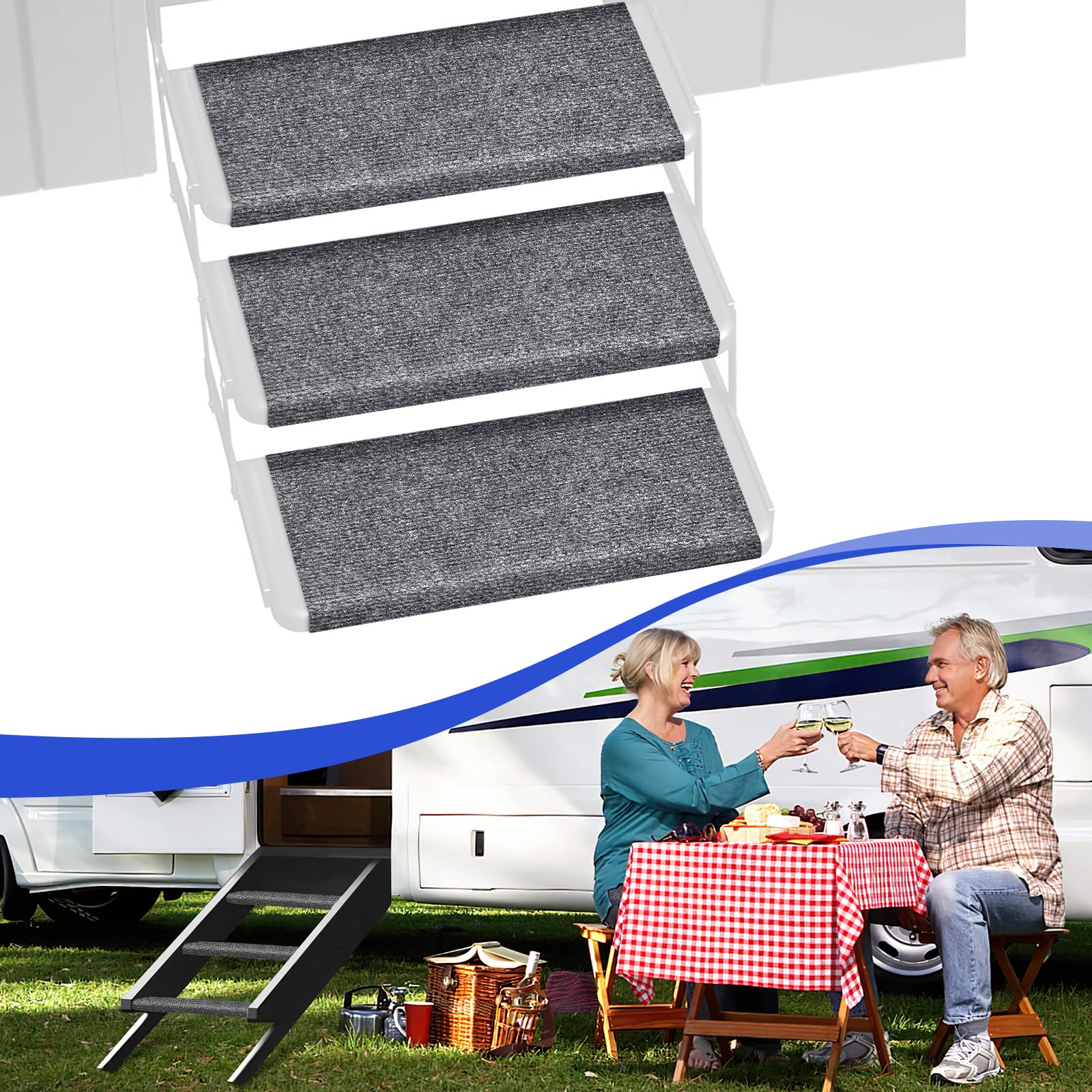 Ristow Rv Step Covers 3 Pack 22 Inch Rv Step Rug With Install Hooks Fit 8-11'' Camper Step Cover Rv Stair Covers Ideal For Wide