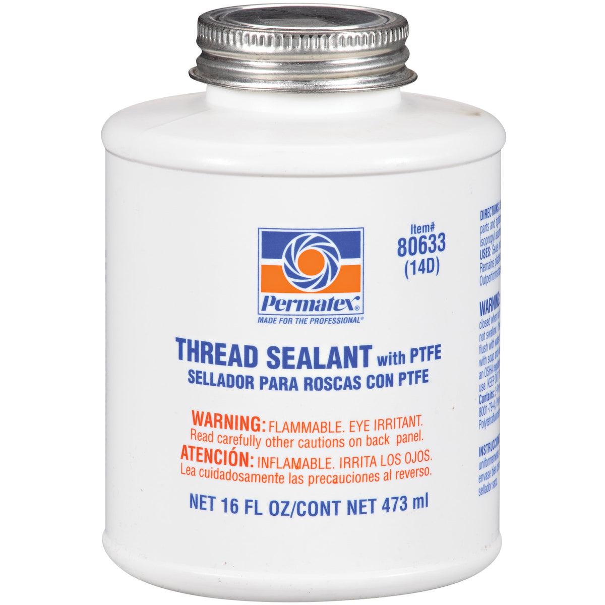 Permatex 80633-12PK Thread Sealant with PTFE, 16 oz. (Pack of 12) , White