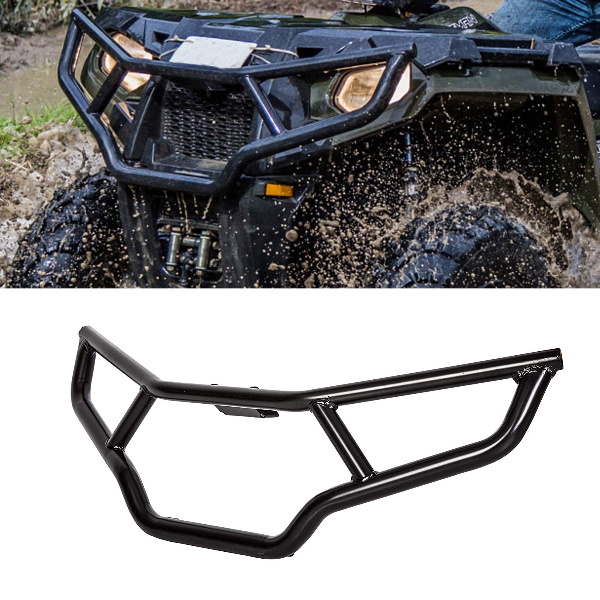 Ecotric Front/Rear/Front & Rear Brush Guard Bumper 2Pcs Compatible With 2014-2023 Polaris Sportsman 450 570 Replacement For 2879