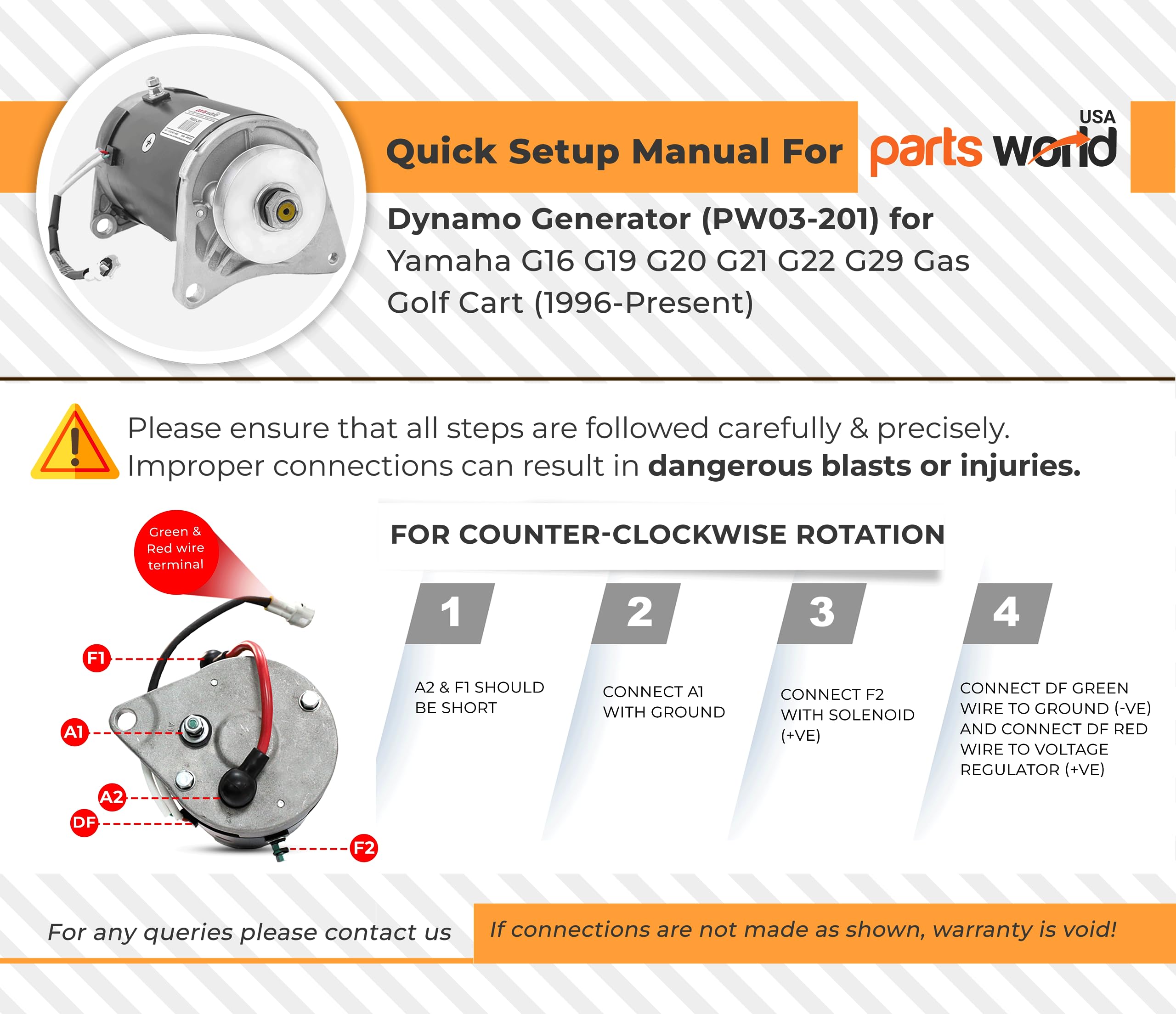New Starter Generator for Yamaha G16 G19 G20 G21 G22 G29 1996-Present Gas Golf Cart 15422 JN6H110001-00 JN6H110002-00 GSB107-06 GSB107-06E GSB107-06F GSB107-06G GSB107-06H GSB107-06K Year Free Support