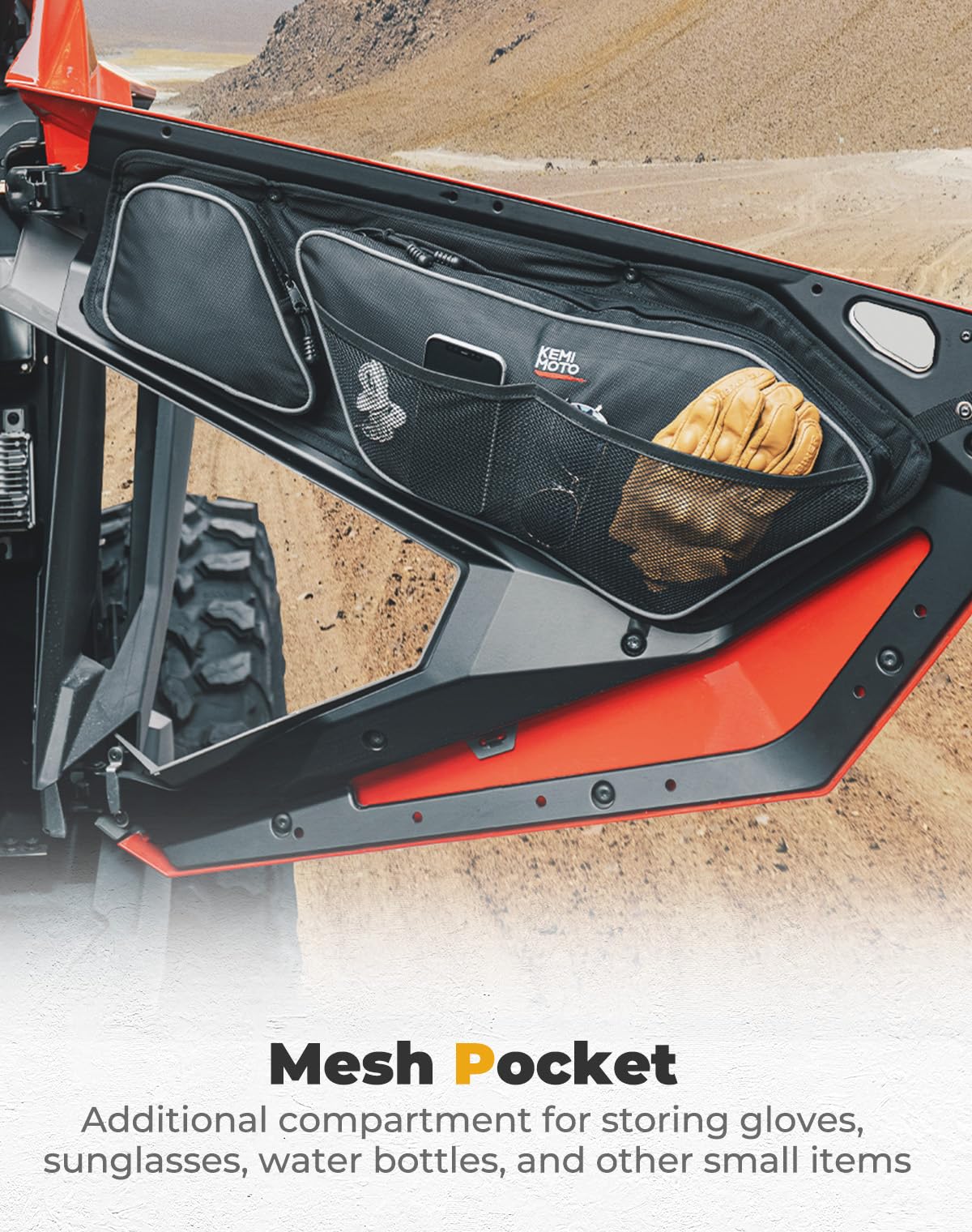 Kemimoto Pro Xp Front Door Bags Compatible With 2020-2024 Polaris Rzr Pro Xp/R/Turbo R Utv Storage Side Door Tool Bags With Knee