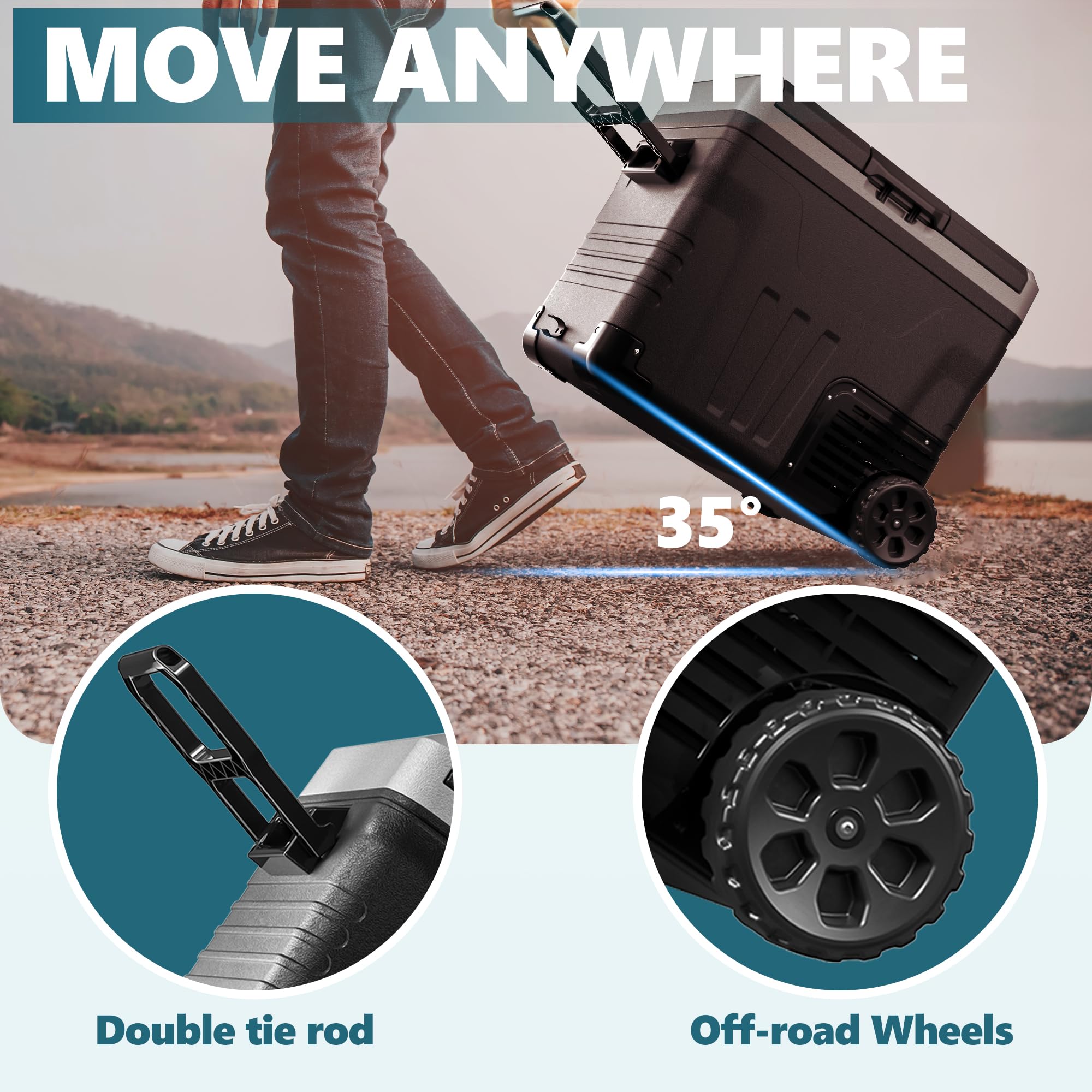 Euhomy 12 Volt Refrigerator, 53Qt(50L) Electric Cooler, Portable Freezer 12V/24V Dc 110-240V Ac, 12V Fridge -4?~68?, 12V Cooler