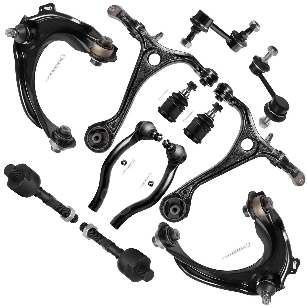 Scitoo 12Pcs Front Suspension Kit 2 Upper Control Arm And Ball Joint 2 Lower Control Arm 2 Lower Ball Joint 4 Tie Rods 2 Sway Ba