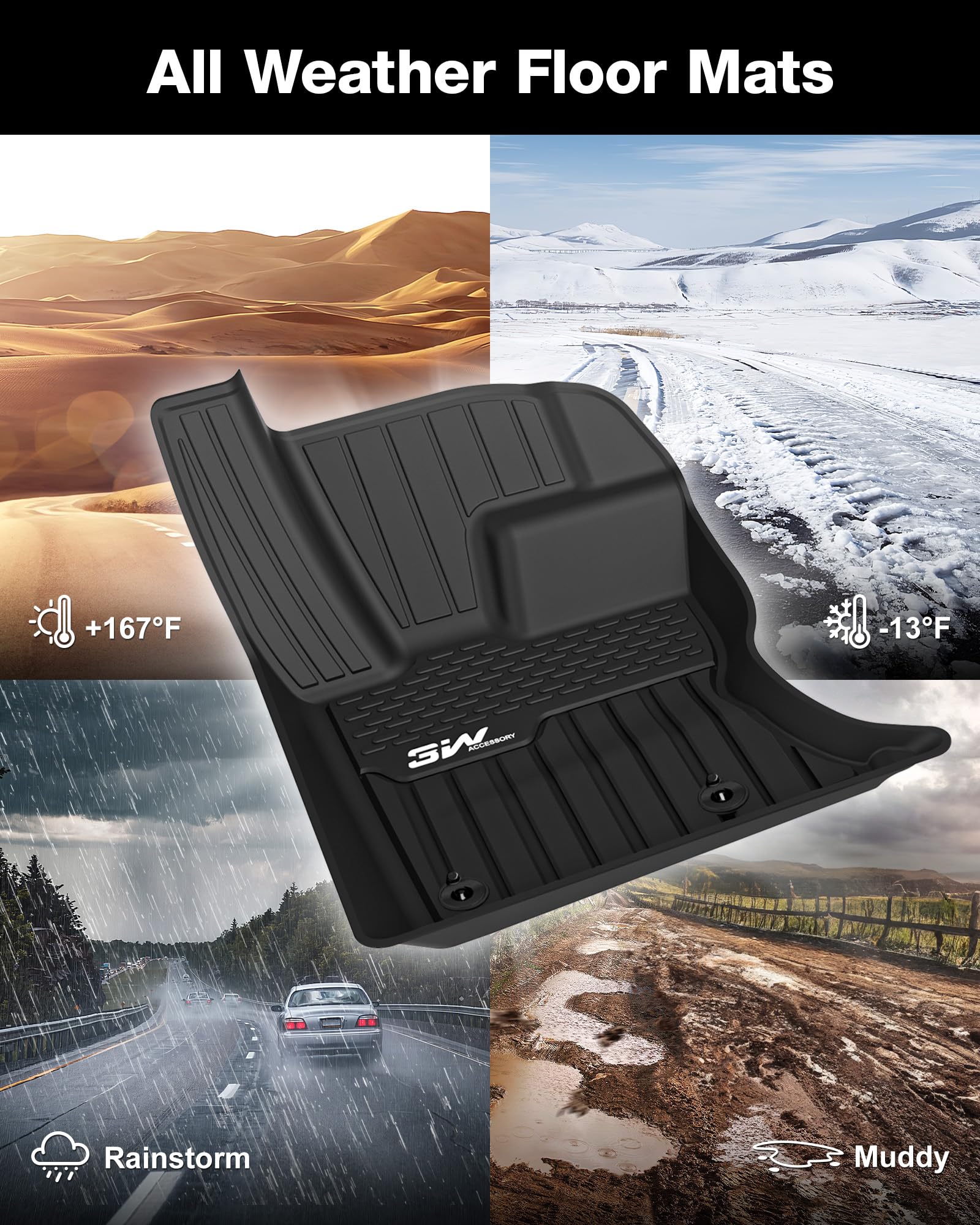 3W Floor Mats Fit 2017-2025 Range Land Rover Velar/Jaguar F-Pace, Tpe All Weather Custom Fit Floor Liner For Range Rover Velar 1