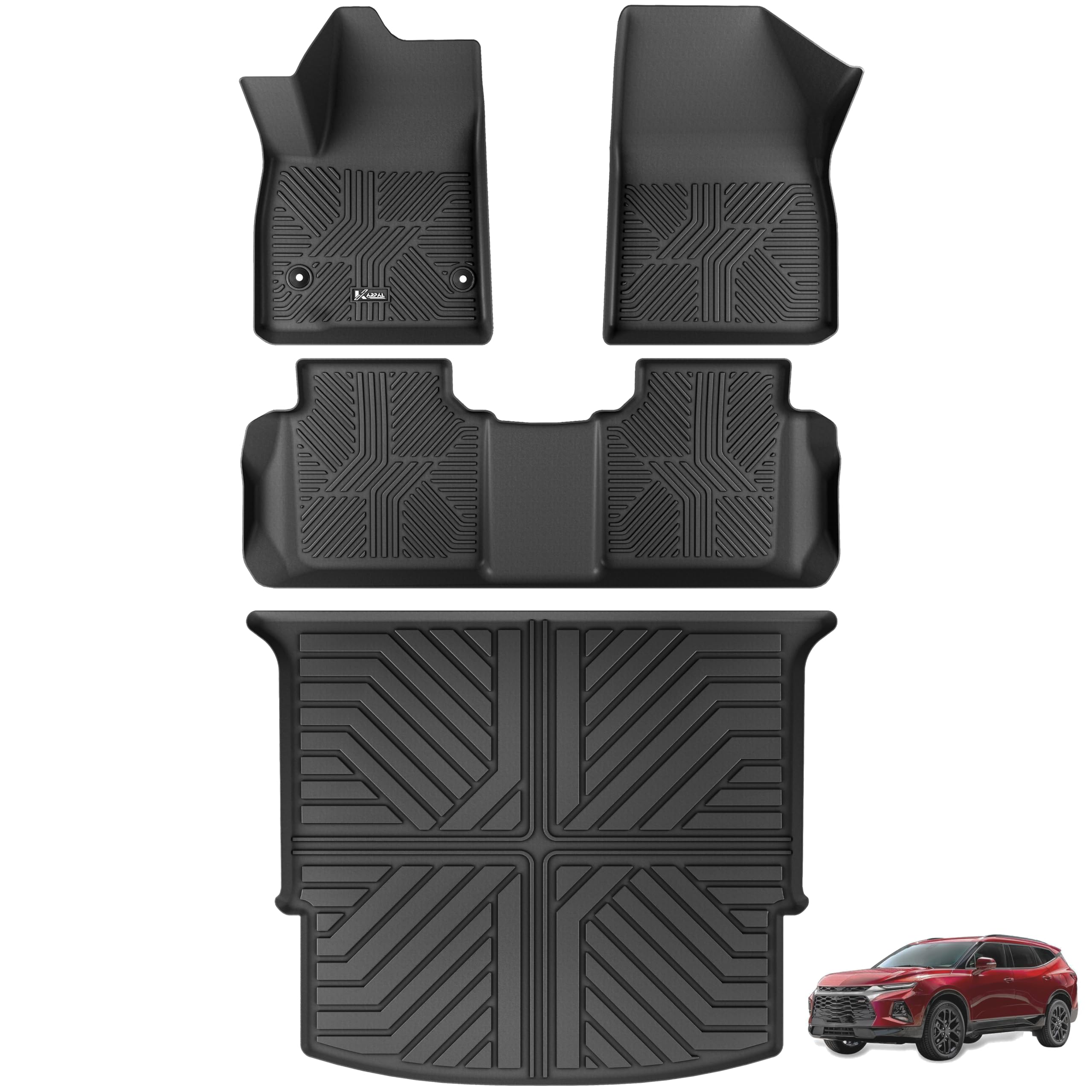 Karpal Floor Mats Fit For Chevrolet Chevy Blazer 2019-2025 (Gas Only), Tpe Rubber All Weather Protection Heavy Duty Floor Liners