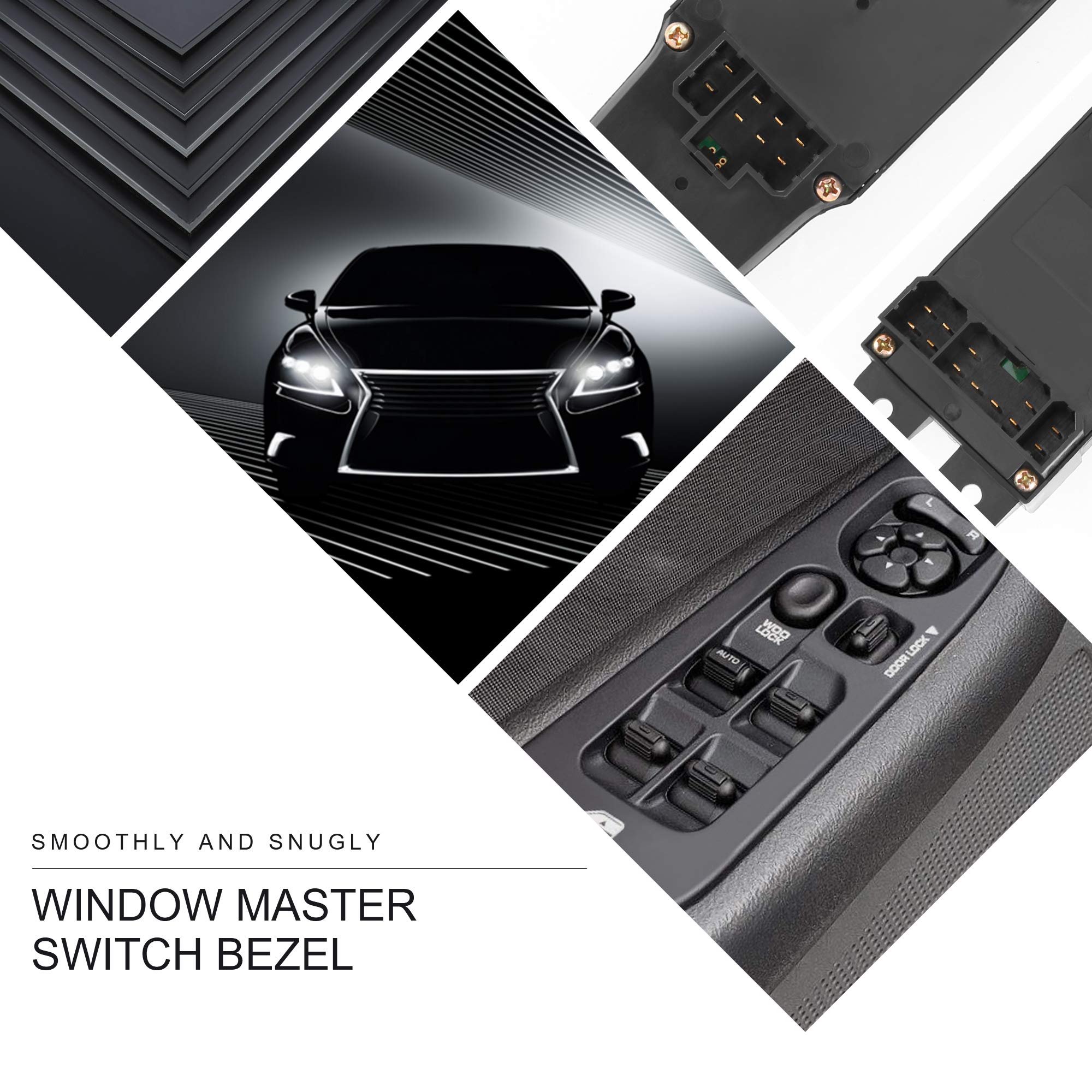 Basiker Master Power Window Switch And Bezel Driver Side And Window Bezel Passenger Side Replacements For 2002-2010 Dodge Ram 15