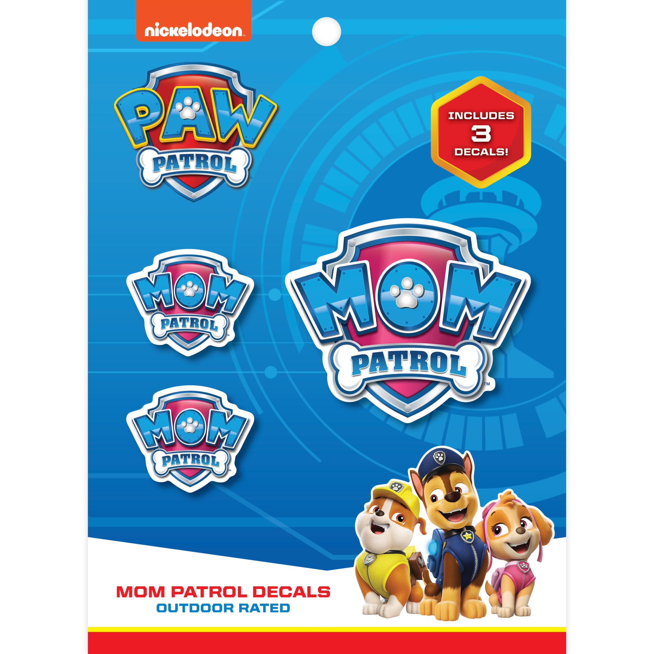 Paw Patrol Mom Patrol Decals - Set Of 3 Mom Patrol Badge Vinyl Stickers For Truck Water Bottle Bike Helmet Laptop Skateboard - O