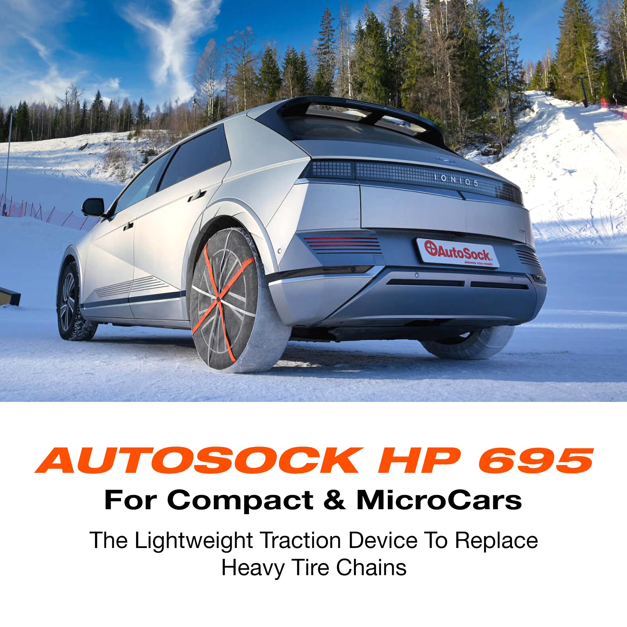 AUTOSOCK HP 695 Snow Socks for Tires, Grip Boost Traction Device, 2 Count