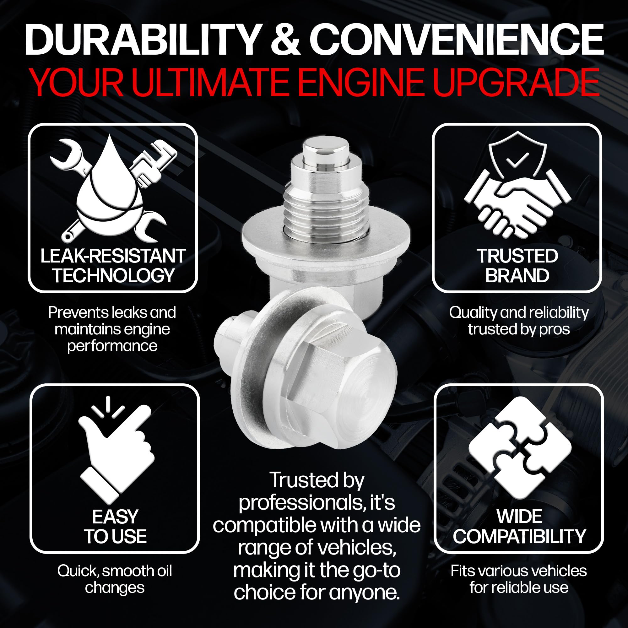 Votex - Made In Usa - M12 X 1.25Mm Magnetic Engine Oil Drain Plug Fits Infiniti, Lexus, Nissan, Toyota - Stainless Steel - Part