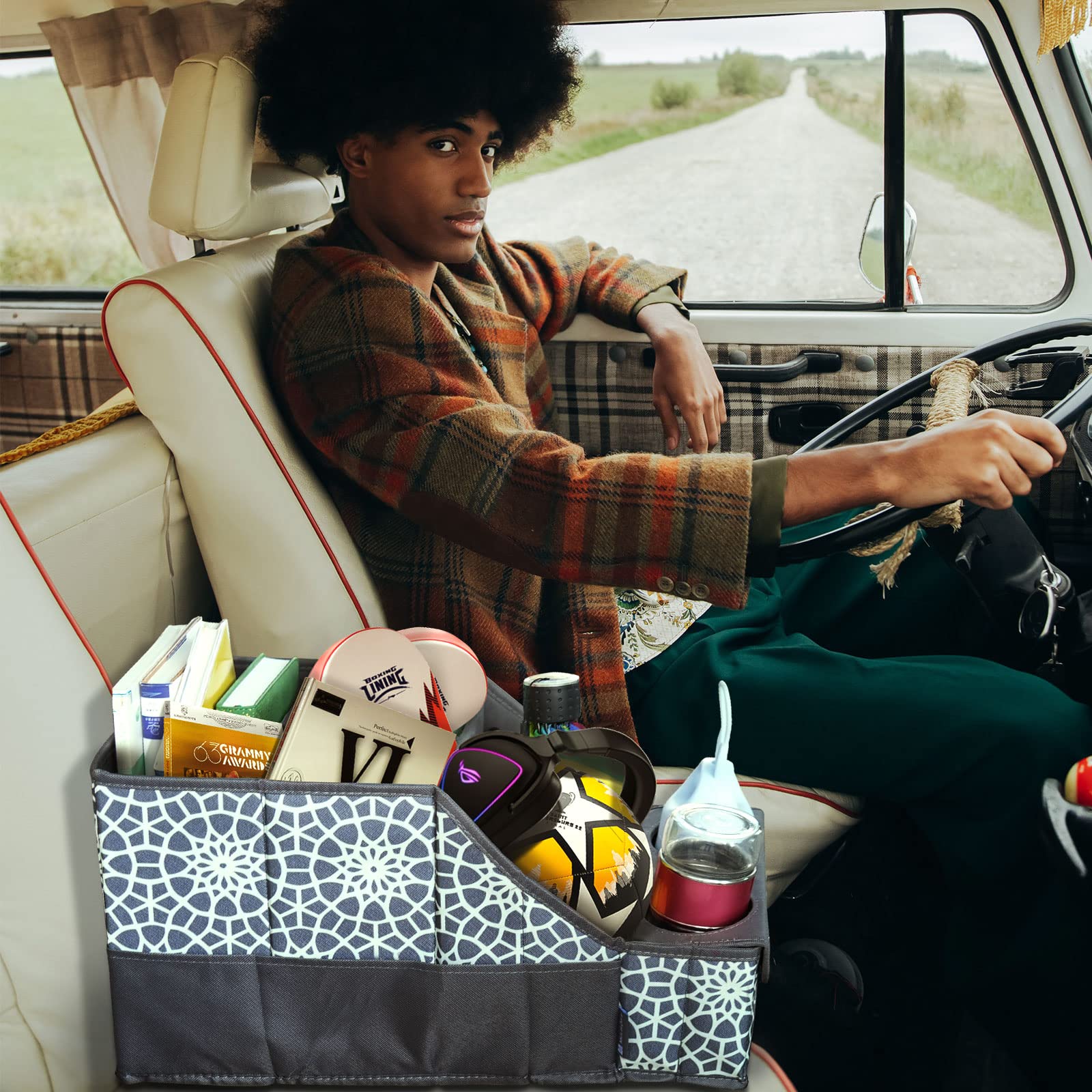 Mulisoft Car Seat Organizer - Backseat With 11 Compartments, 2 Cup Holders, And 2 Oversized Side Pockets For Travel And Storage