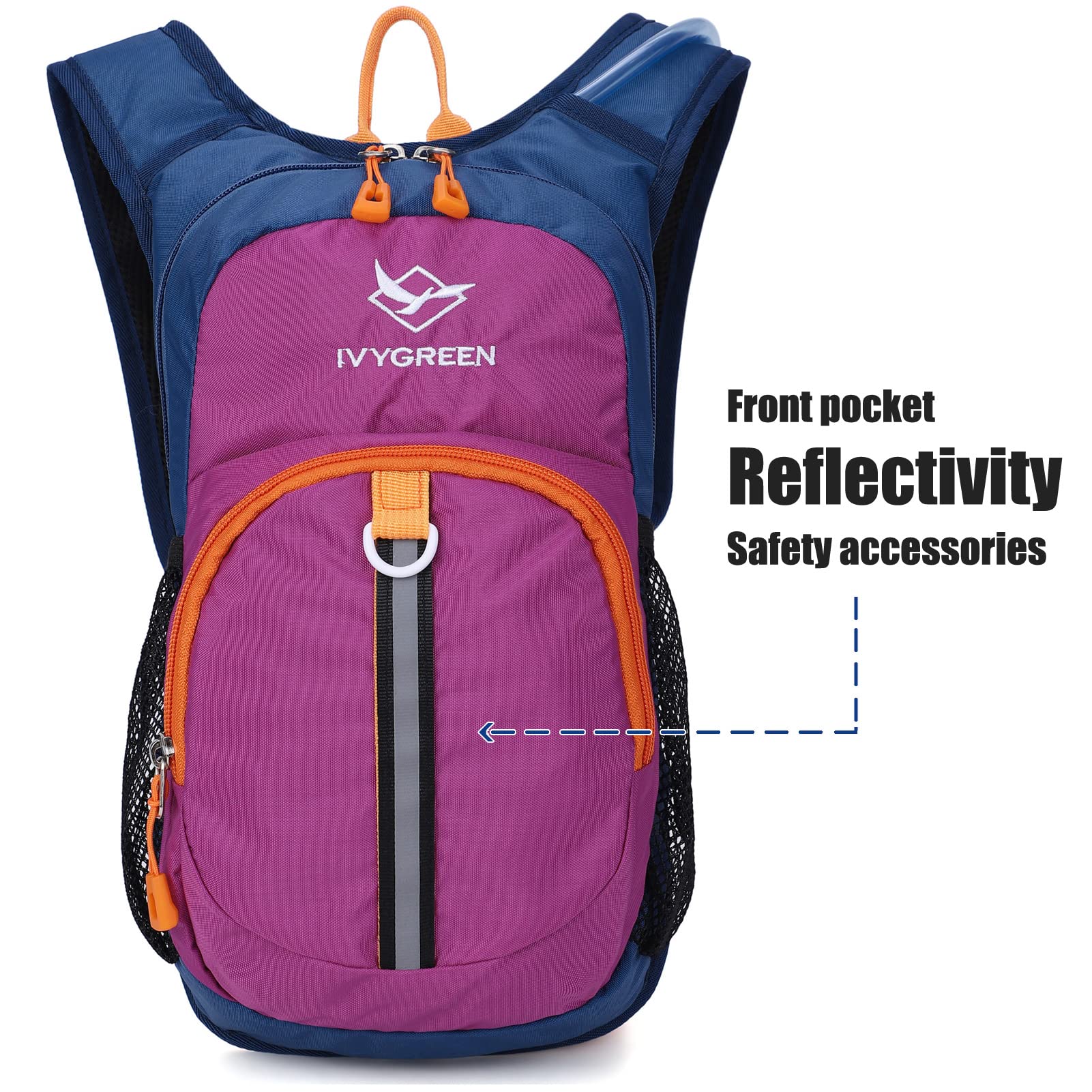 Ivygreen Kids Hydration Backpack, Hiking Backpack For Boys Or Girls With 1.5L Water Bladder, Purple