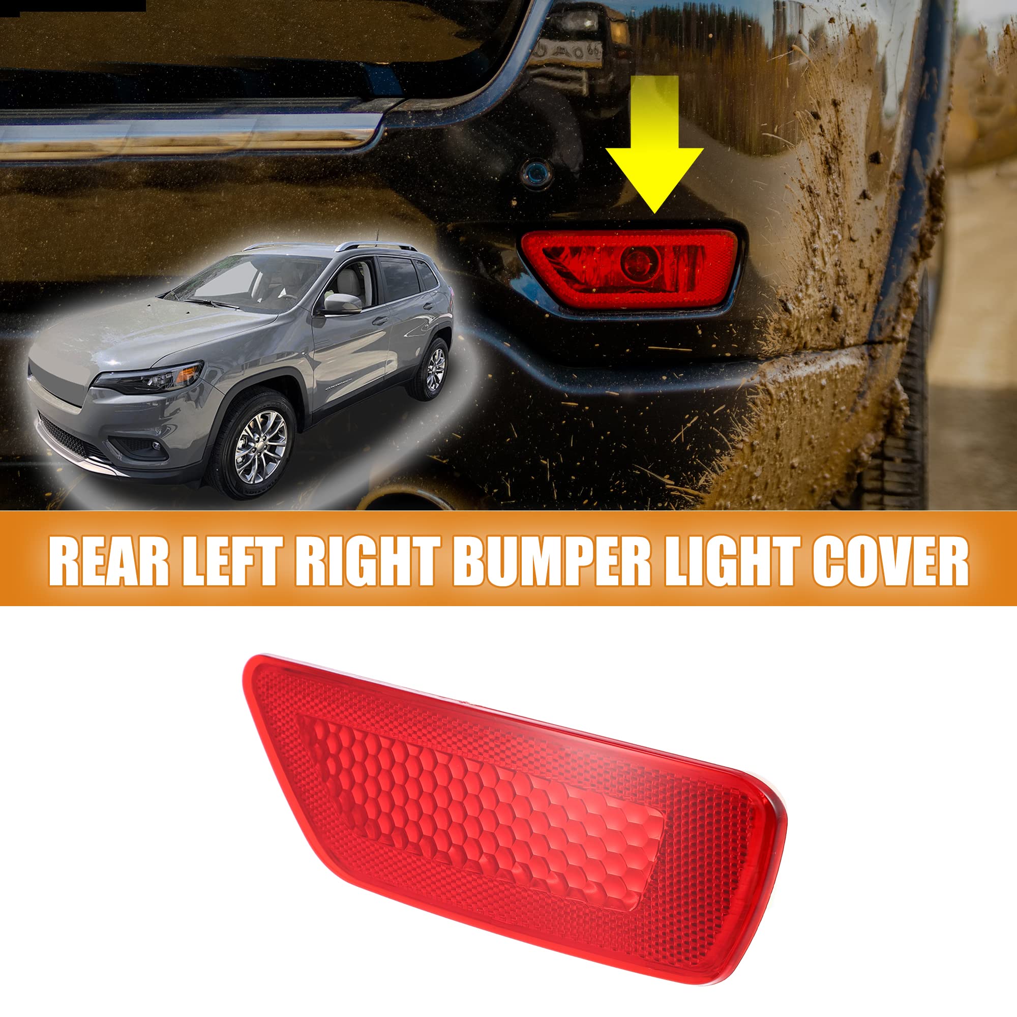 X Autohaux Rear Right Bumper Reflector Light Cover For Jeep Grand Cherokee 2011-2020 57010720Ac 57010721Ac Red